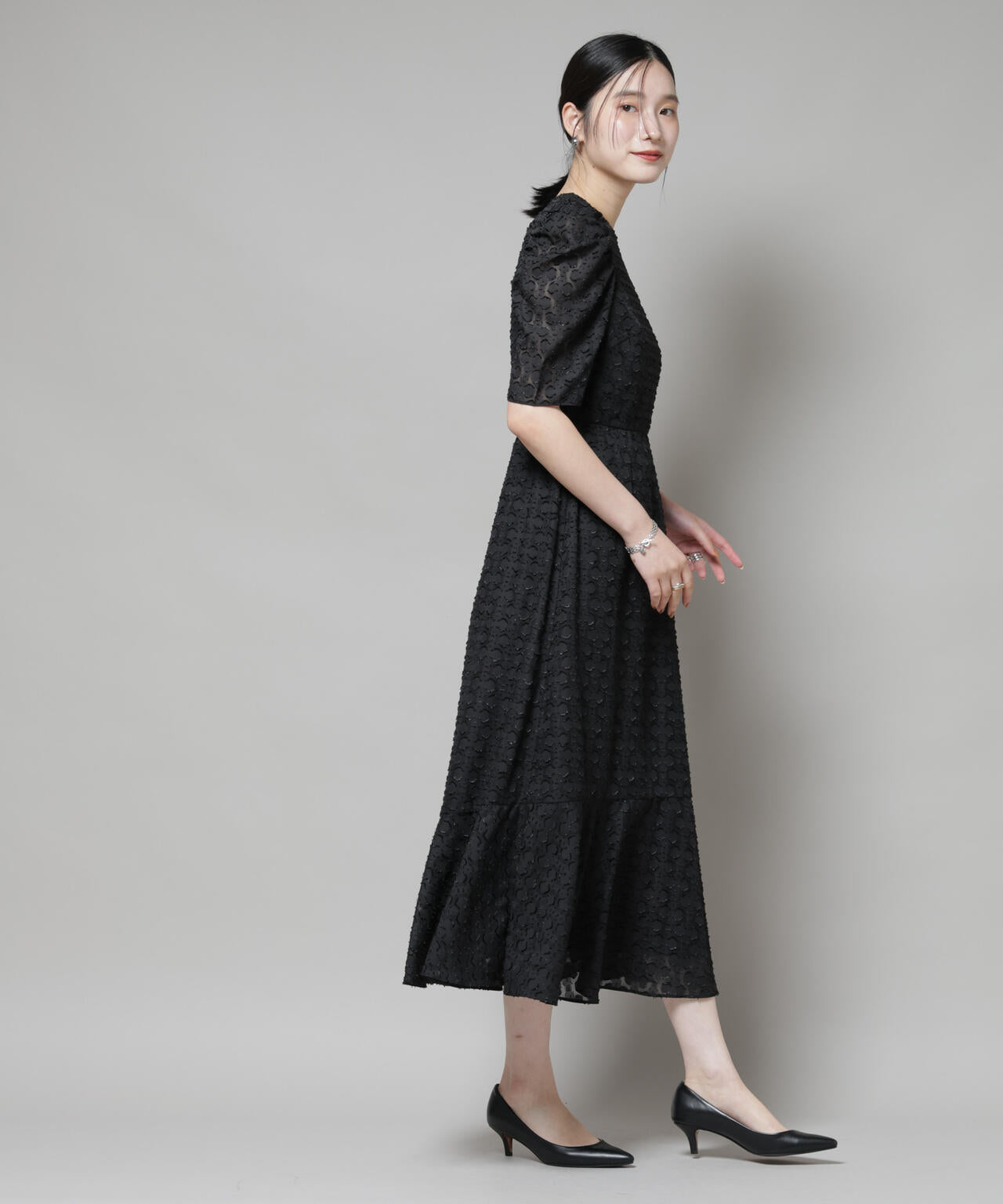 O.P特価☆troisieme Chaco ワンピースドレス13 troisieme chaco / カット ジャガード ワンピース