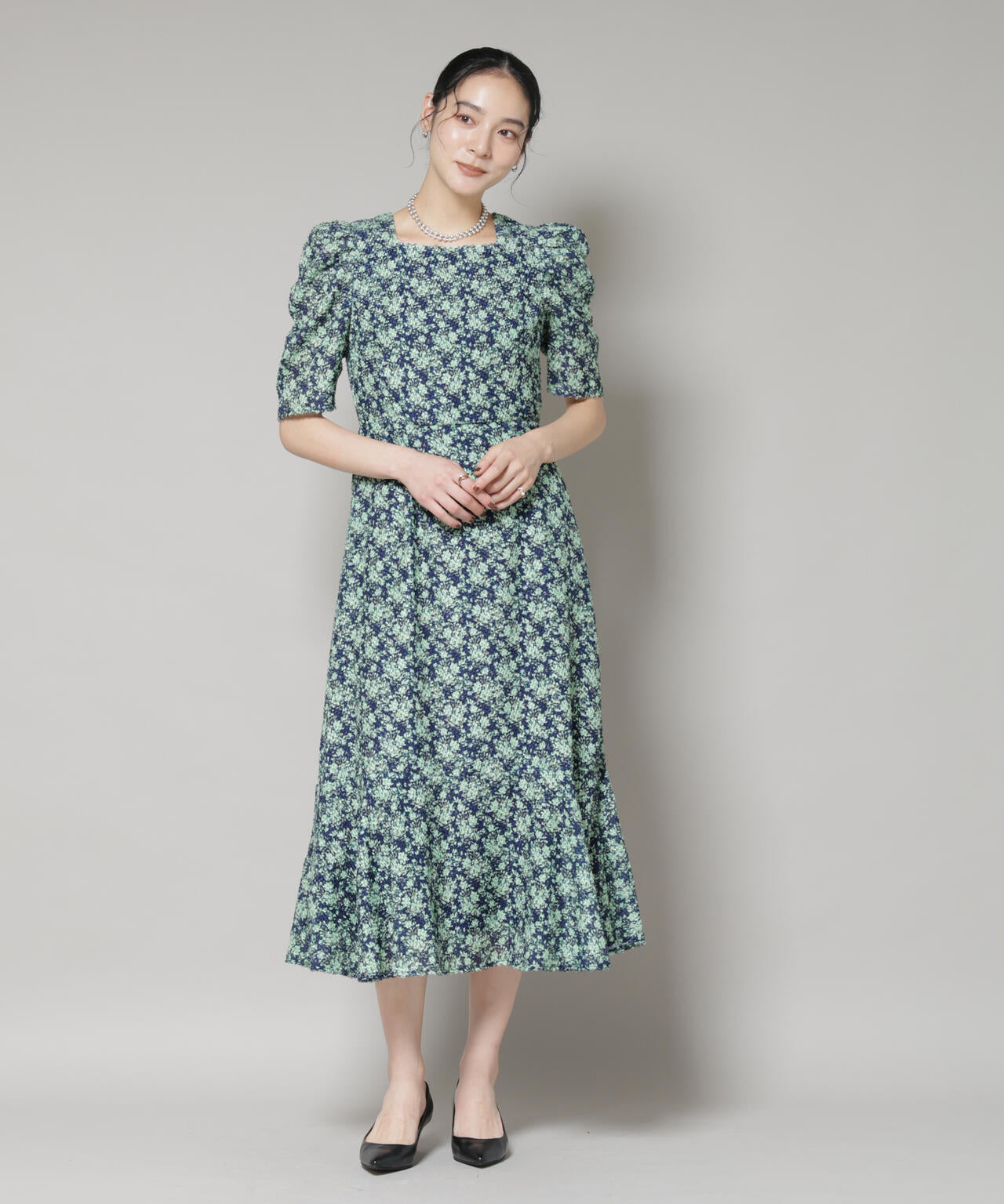 troisieme chaco/CUT JACQUARD PRINT ワンピース