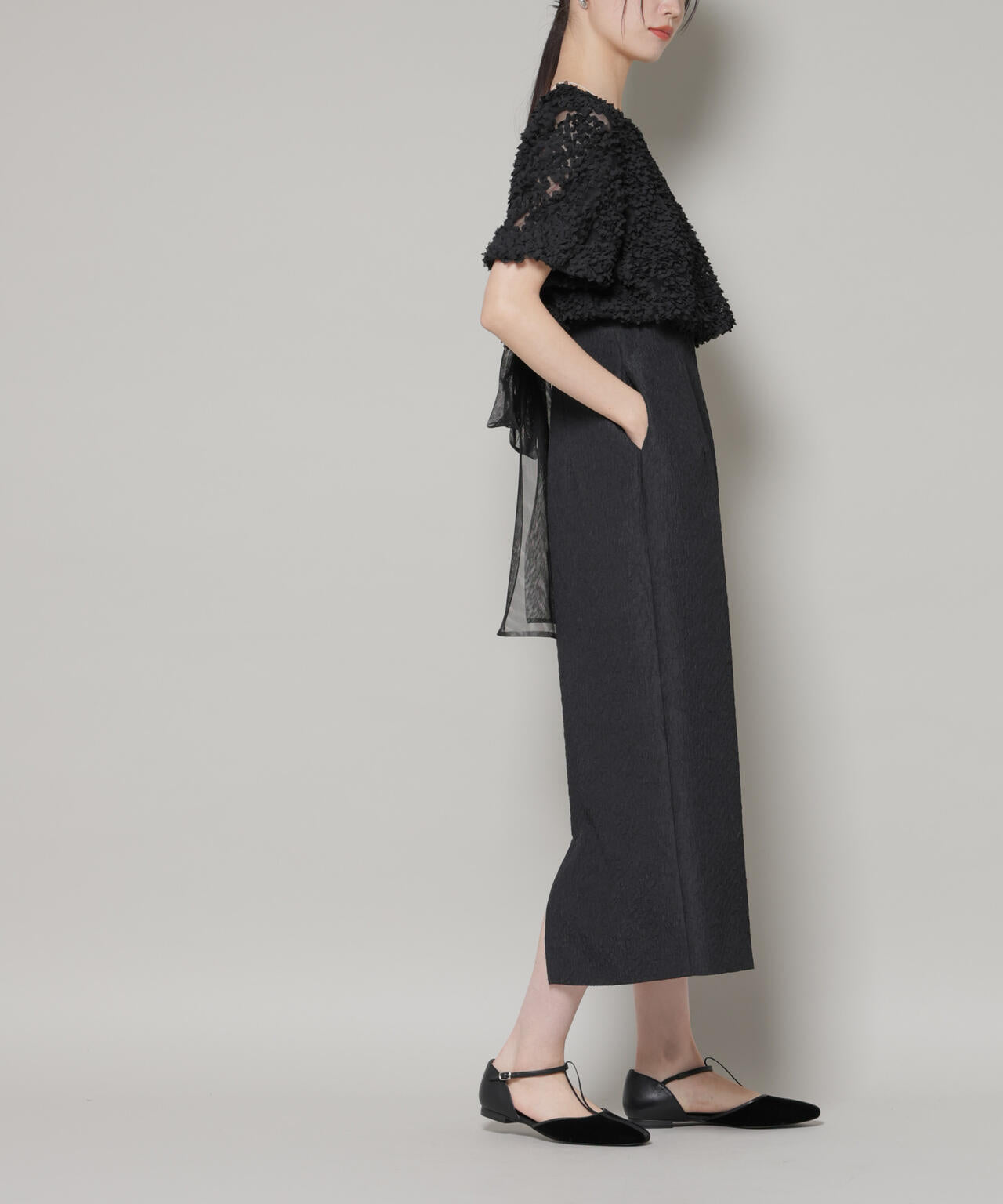 kaene/デザインリボンボレロセットドレス