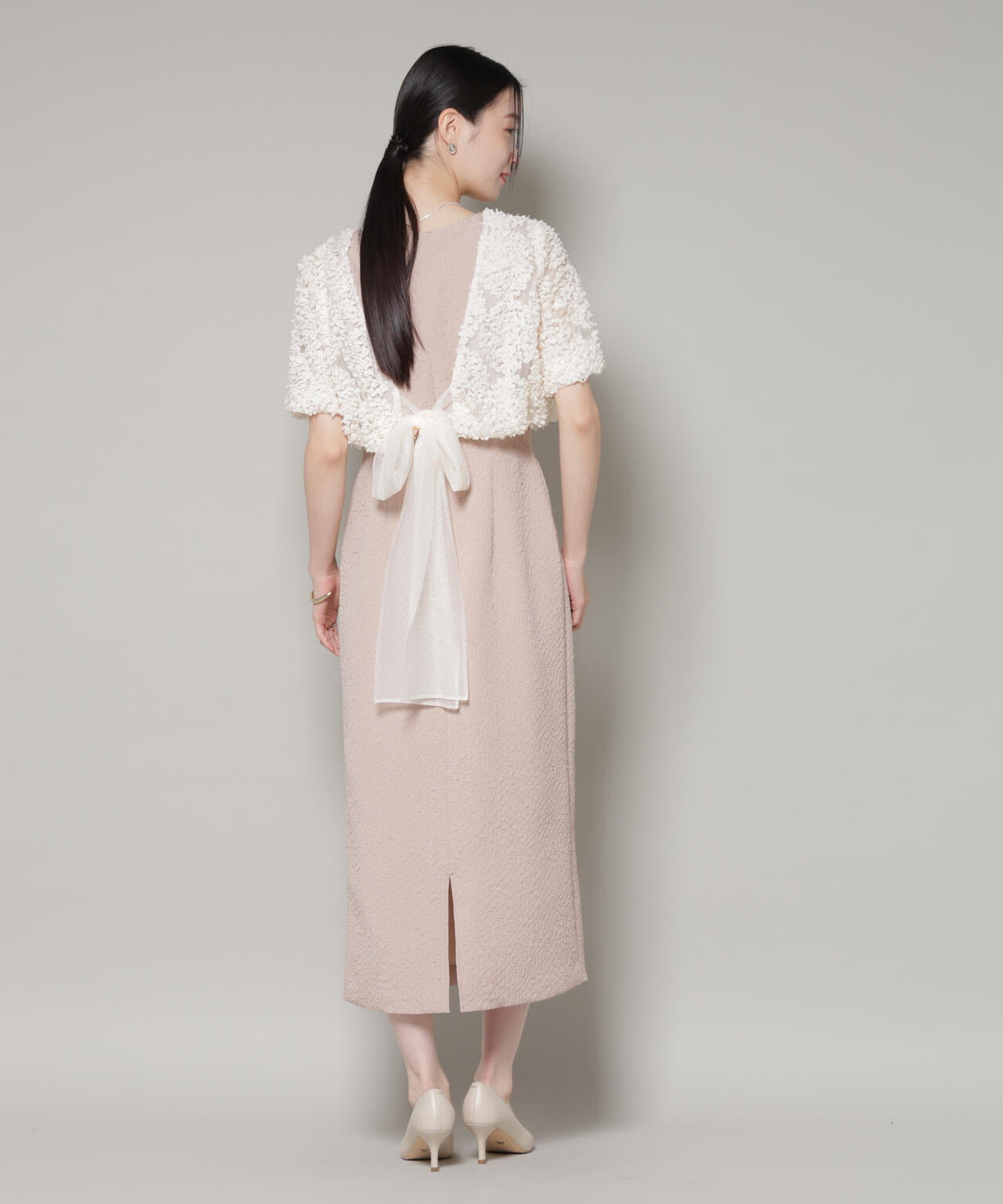 美品 Kaene 25AW デザインリボンボレロセットドレス 結婚式 パーティー kaene/デザインリボンボレロセットドレス