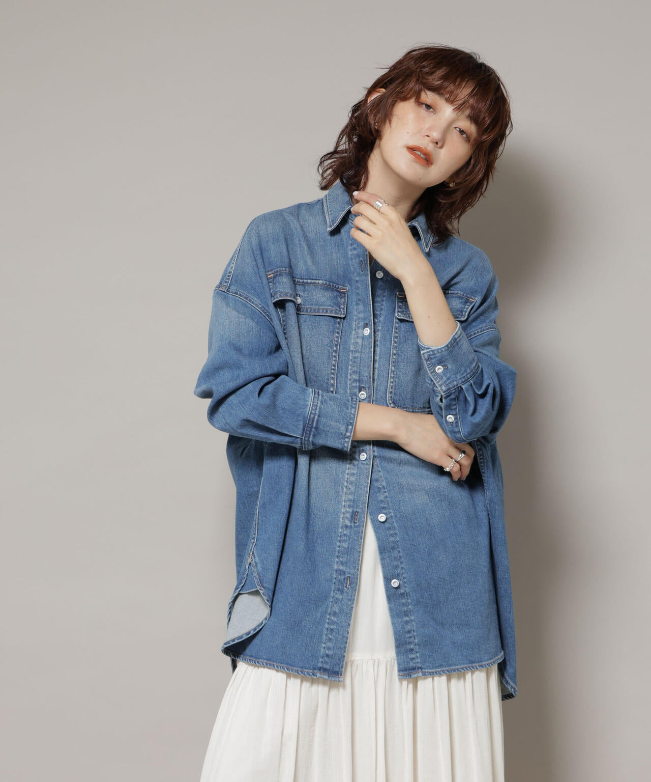 Healthy DENIM / Almond デニム ビッグシャツ