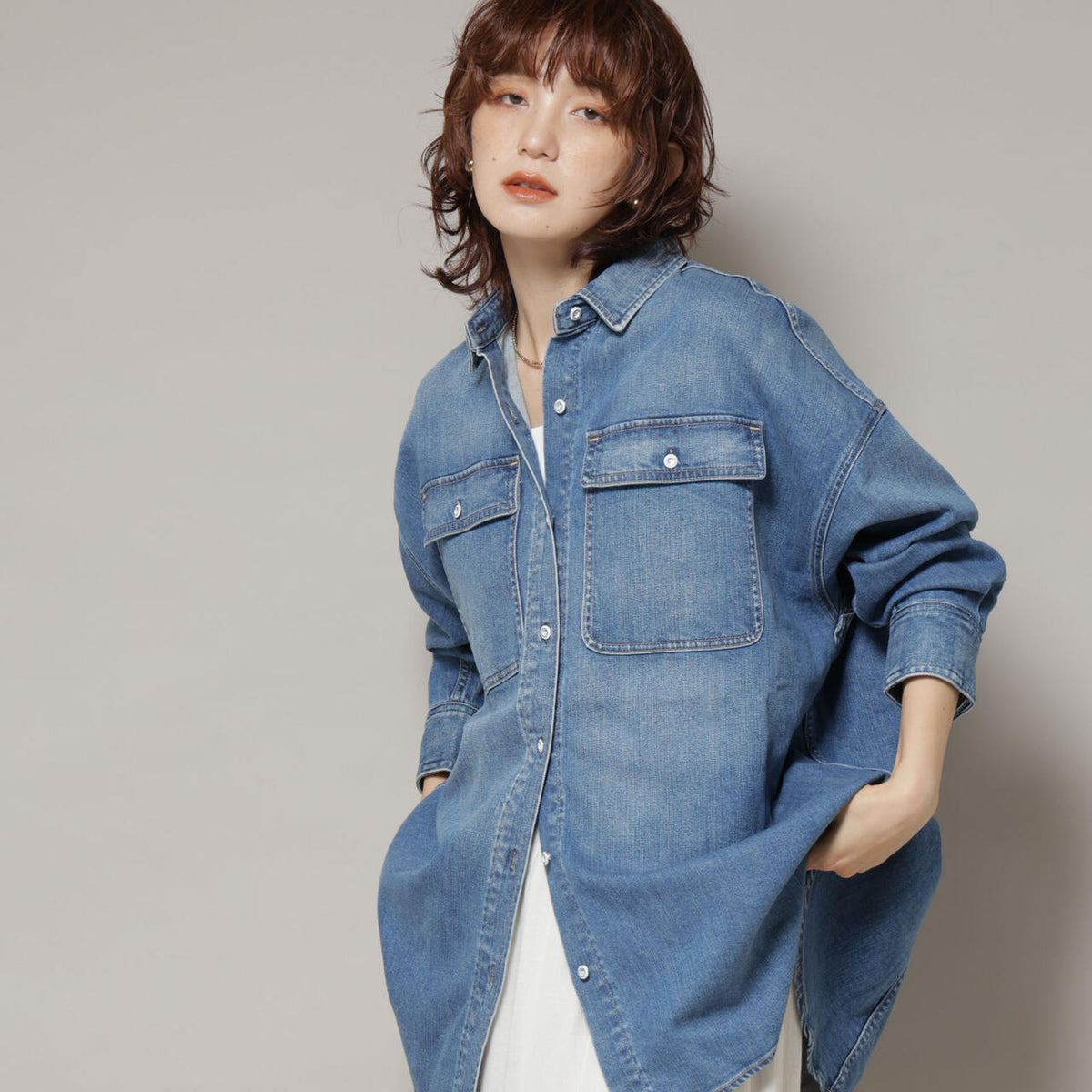 Healthy DENIM / Almond デニム ビッグシャツ