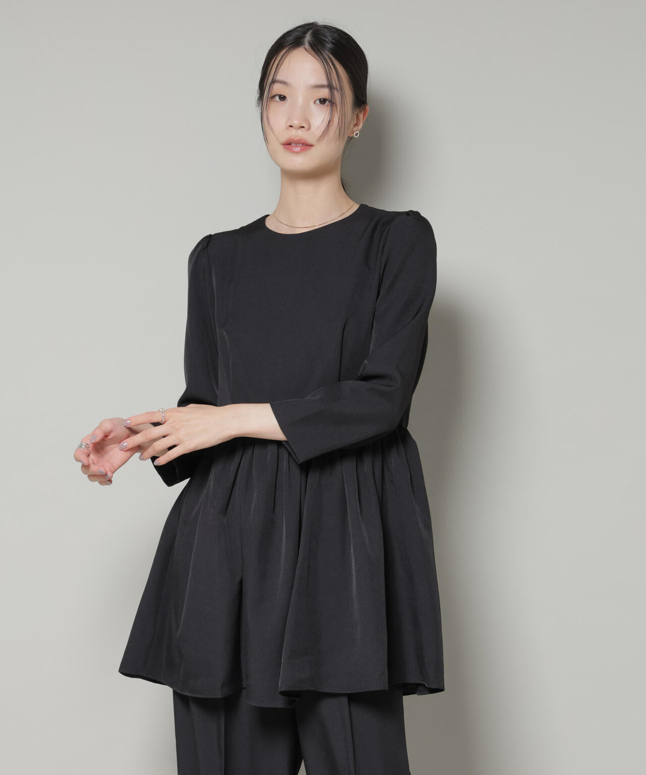 troisieme chaco / TWILL ペプラム トップス ( セットアップ 可 )