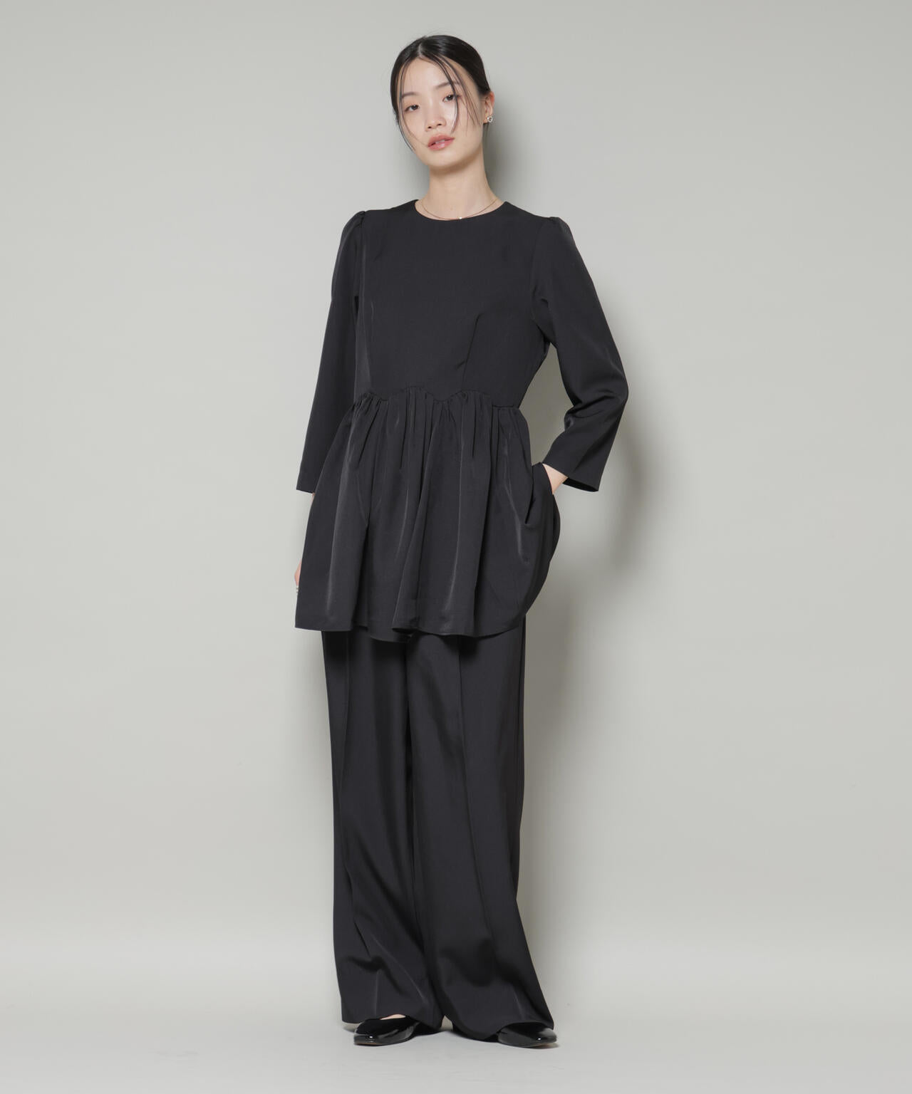 ぺこさん専用 新品 Maison Echelleストレッチポンチペプラムトップス ストレッチポンチペプラムトップス【オーガニックコットン×リサイクル