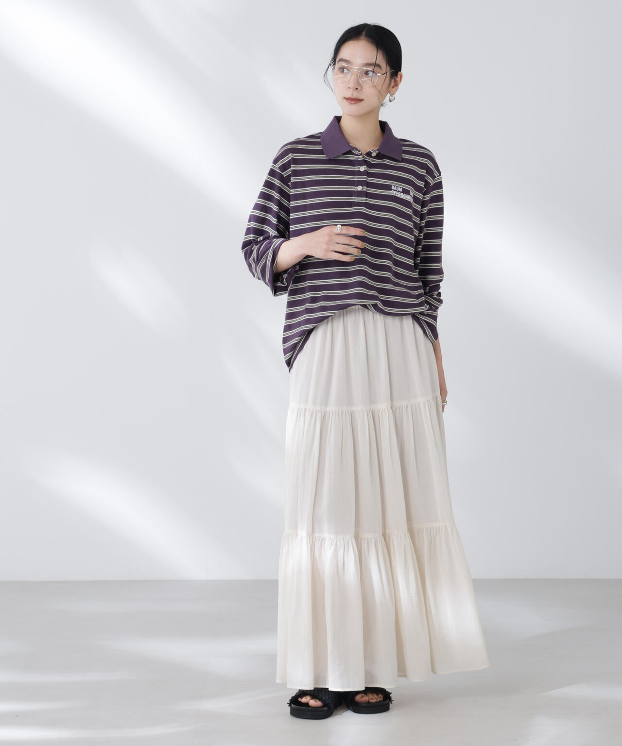 BAUM UND PFERDGARTEN/Cotton Pique 長袖ポロシャツ 6715223036