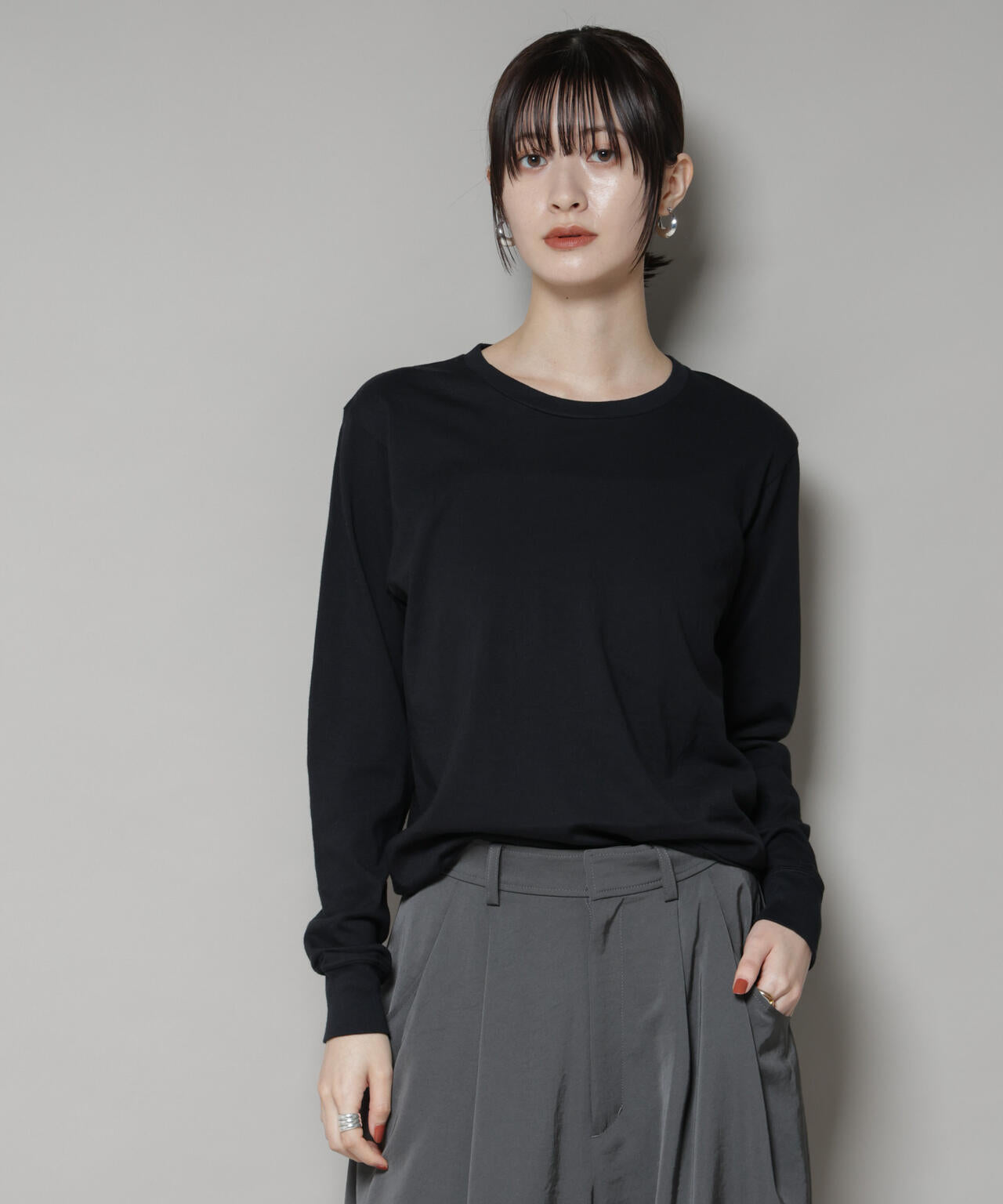 Hanes/2P Japan Fit クルーネックロングスリーブＴシャツ 6715223046