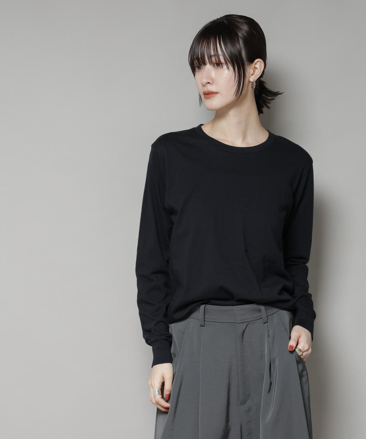 Hanes/2P Japan Fit クルーネックロングスリーブＴシャツ 6715223046