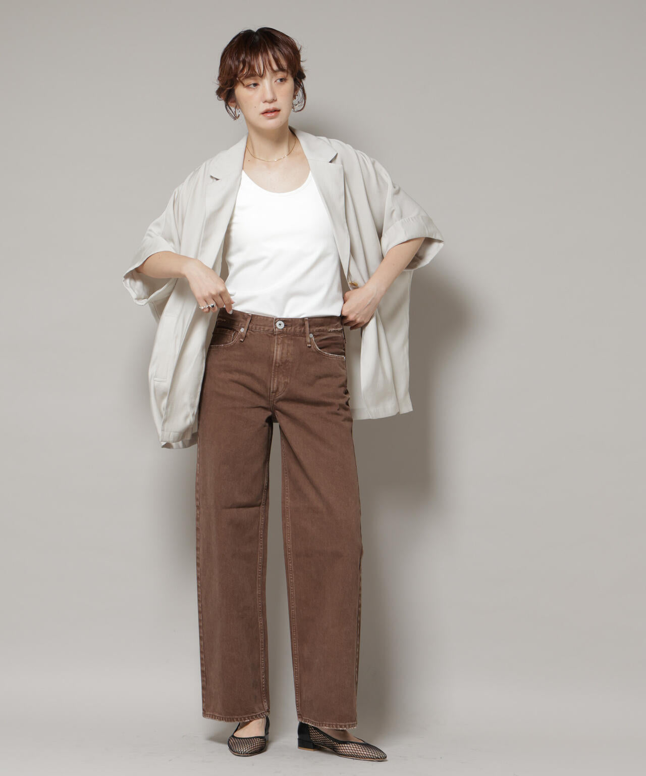 【The Upside】 Bohemia houndstooth high-riseレギンス upper hights / THE NIECE MID-RISE ブラウン