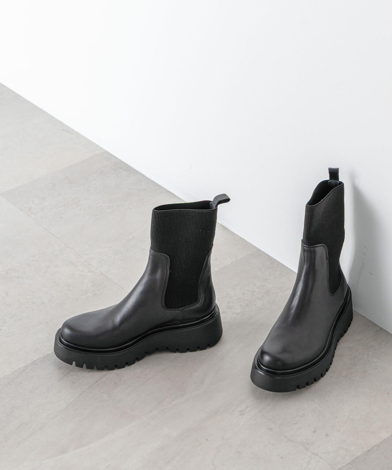 CORSO ROMA9/サイドゴアリブニットブーツ