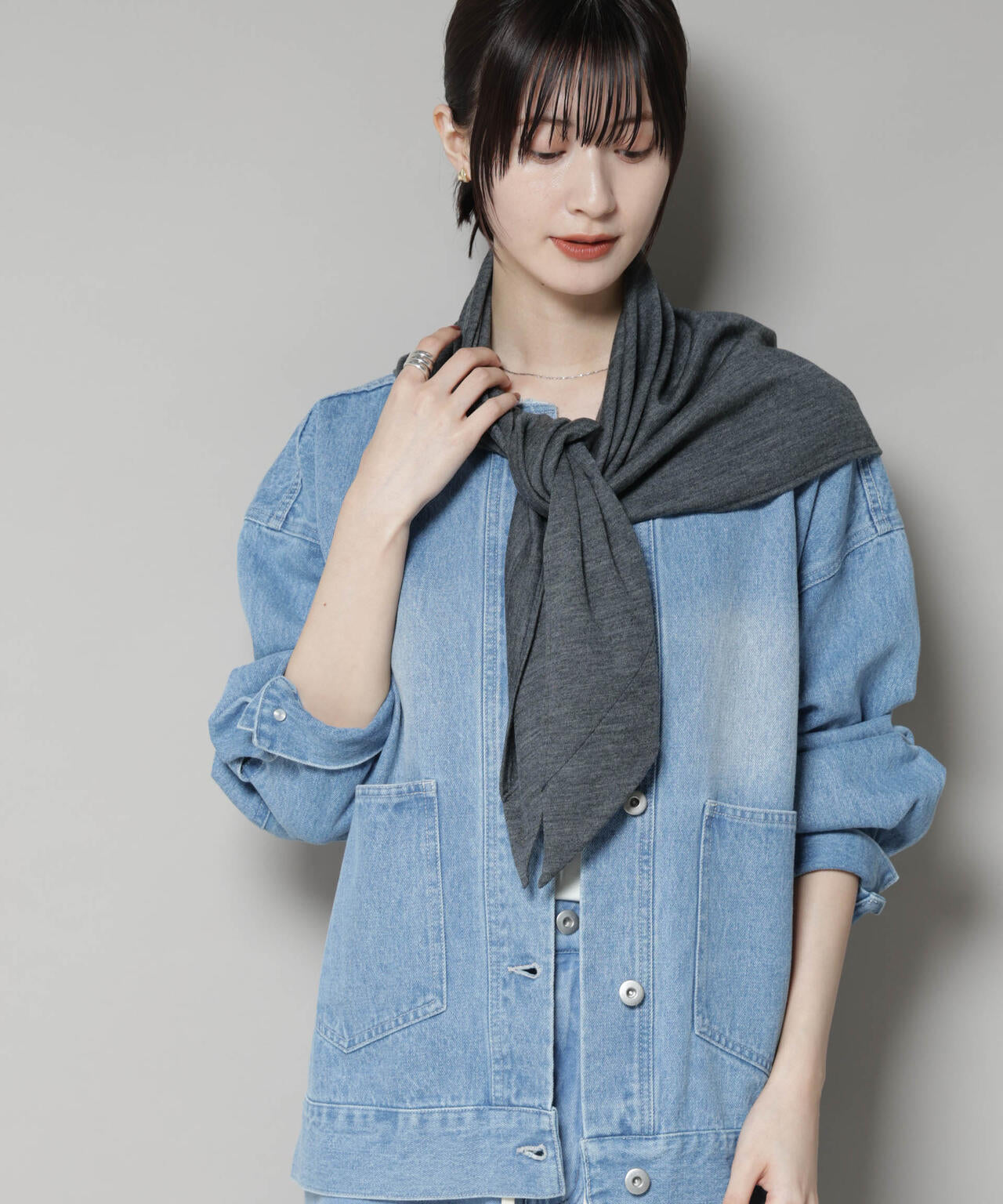 2025AW La Maison de Lyllis ウールスカーフ La Maison de Lyllis / KERCHIEF ウール ジャージー スカーフ