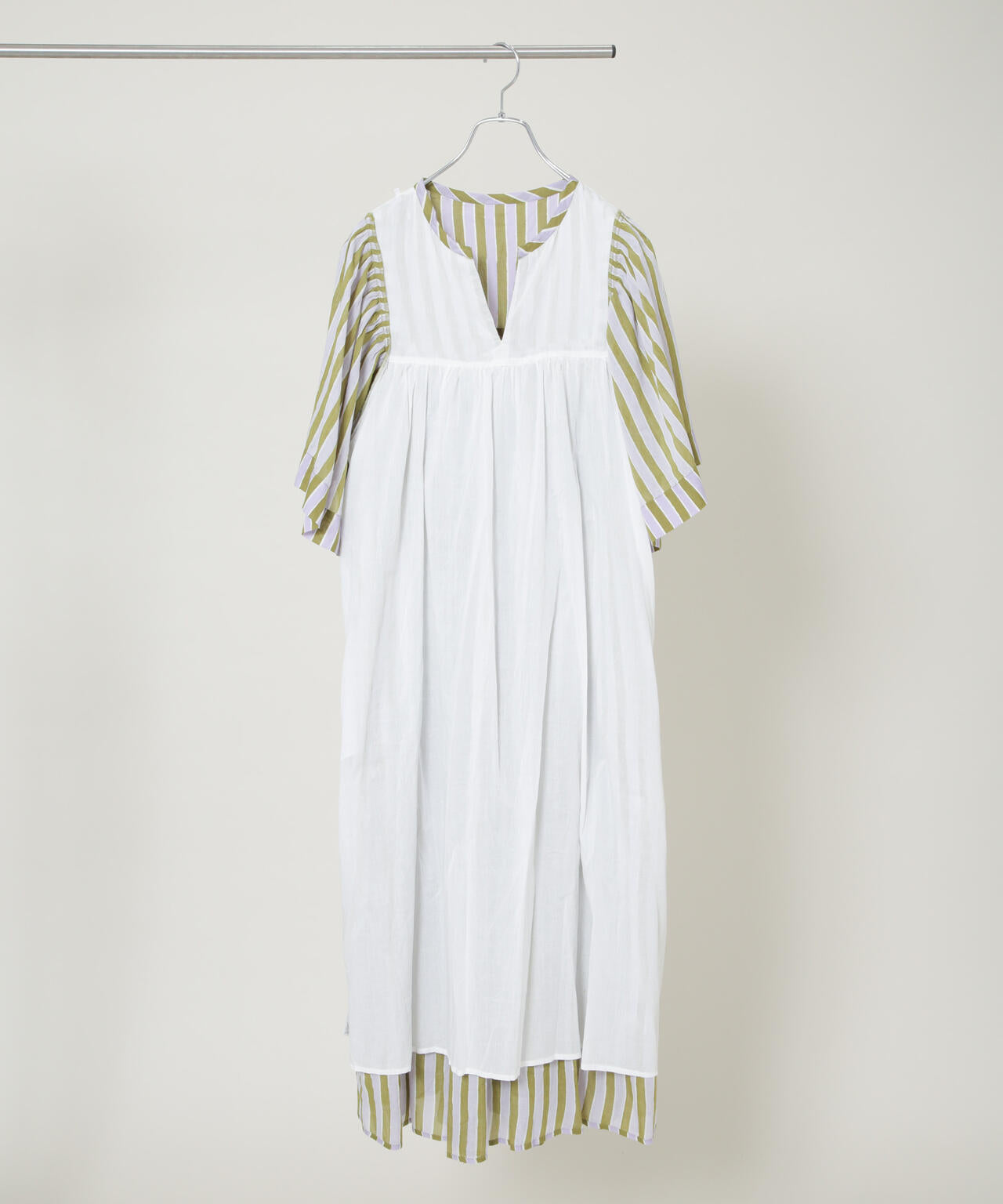 Sara mallika / Stripe Print Gather Dress ( セットアップ 可)