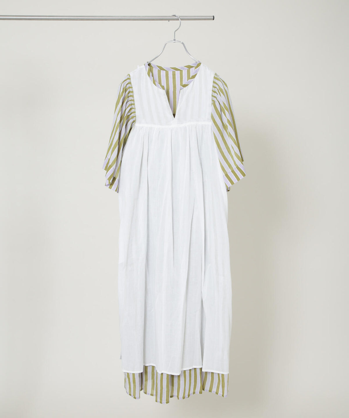 Sara mallika / Stripe Print Gather Dress ( セットアップ 可)
