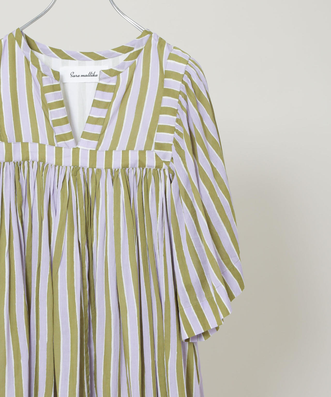 Sara mallika / Stripe Print Gather Dress ( セットアップ 可)