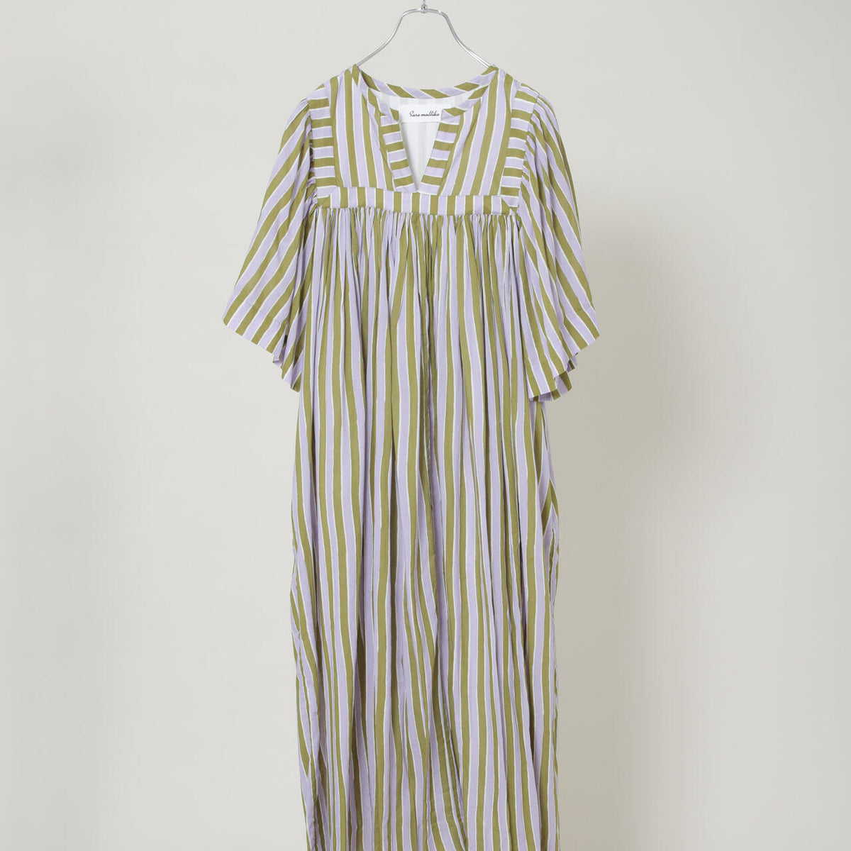 Sara mallika / Stripe Print Gather Dress ( セットアップ 可)