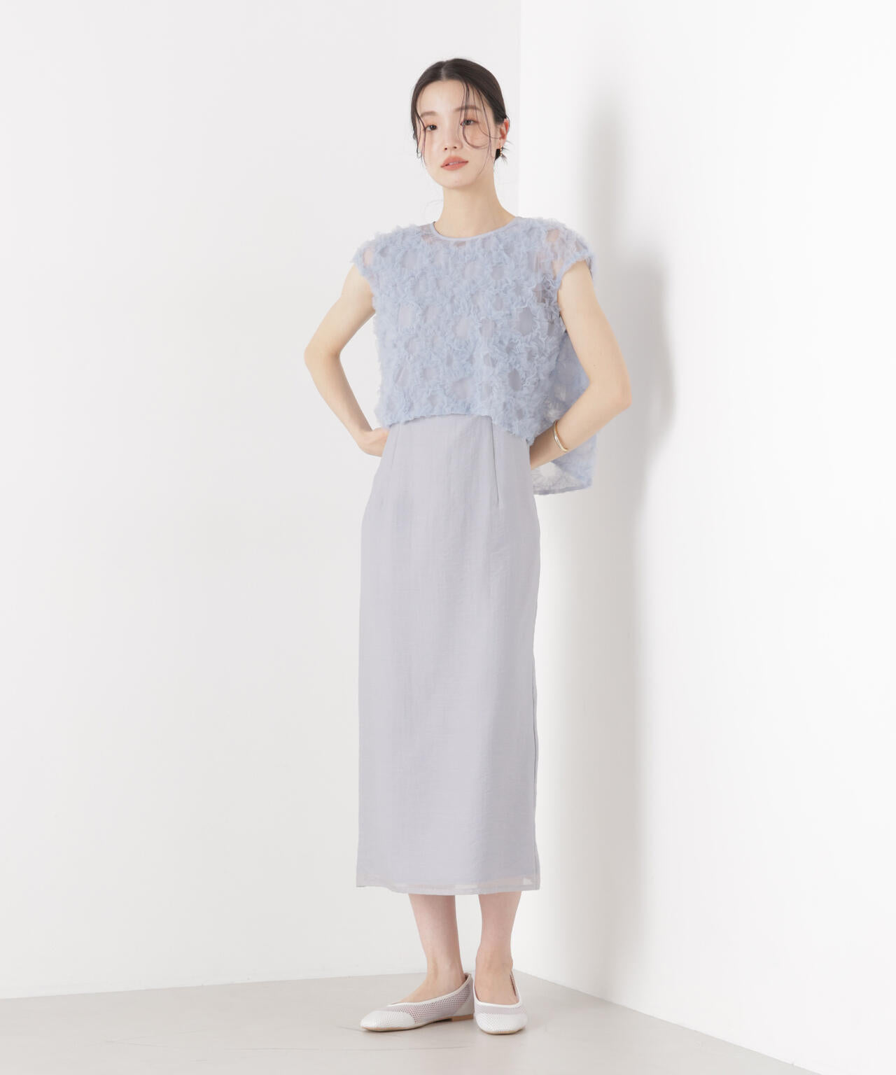 kaeneドレスパンツ kaene / フラッフィーフラワーコンビ ドレス