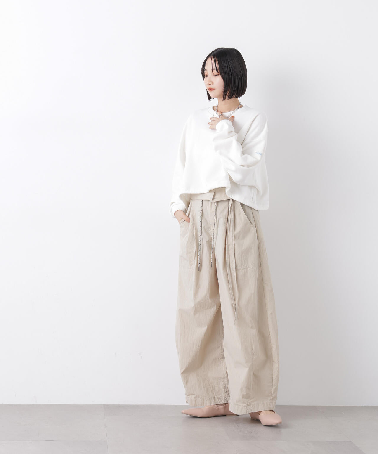 Le minor  オーバーサイズサイドスリット ピンク Le minor - ウォッシャブル ストライプシャツワンピース サイド