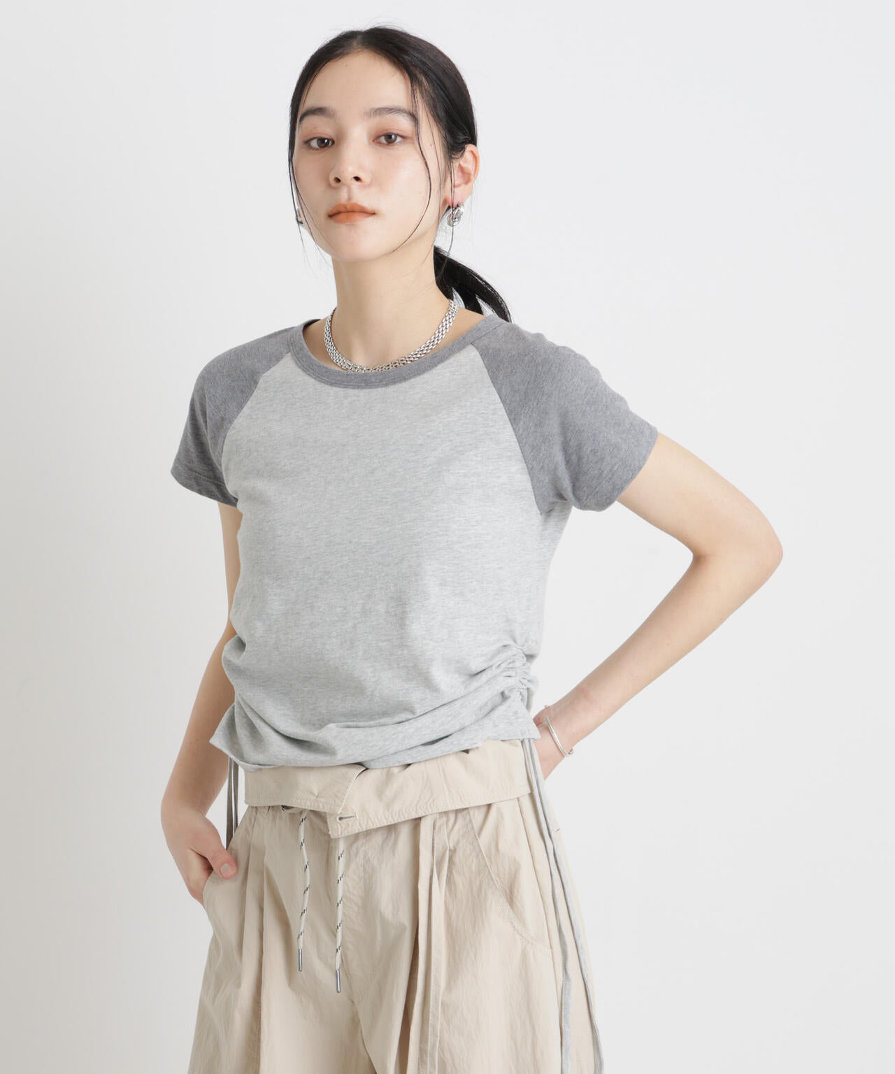 BOOKCLUB/別注 Raglan shirring shirts 6716124029