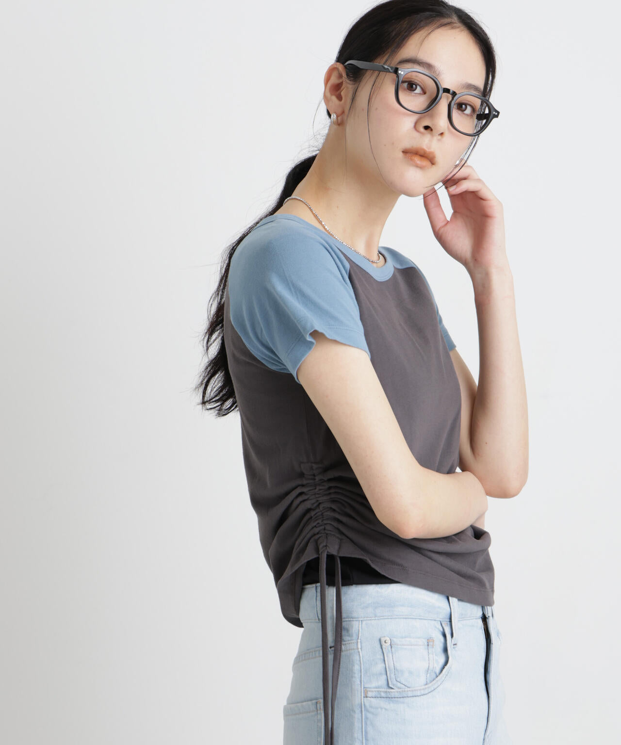 BOOKCLUB/別注 Raglan shirring shirts 6716124029