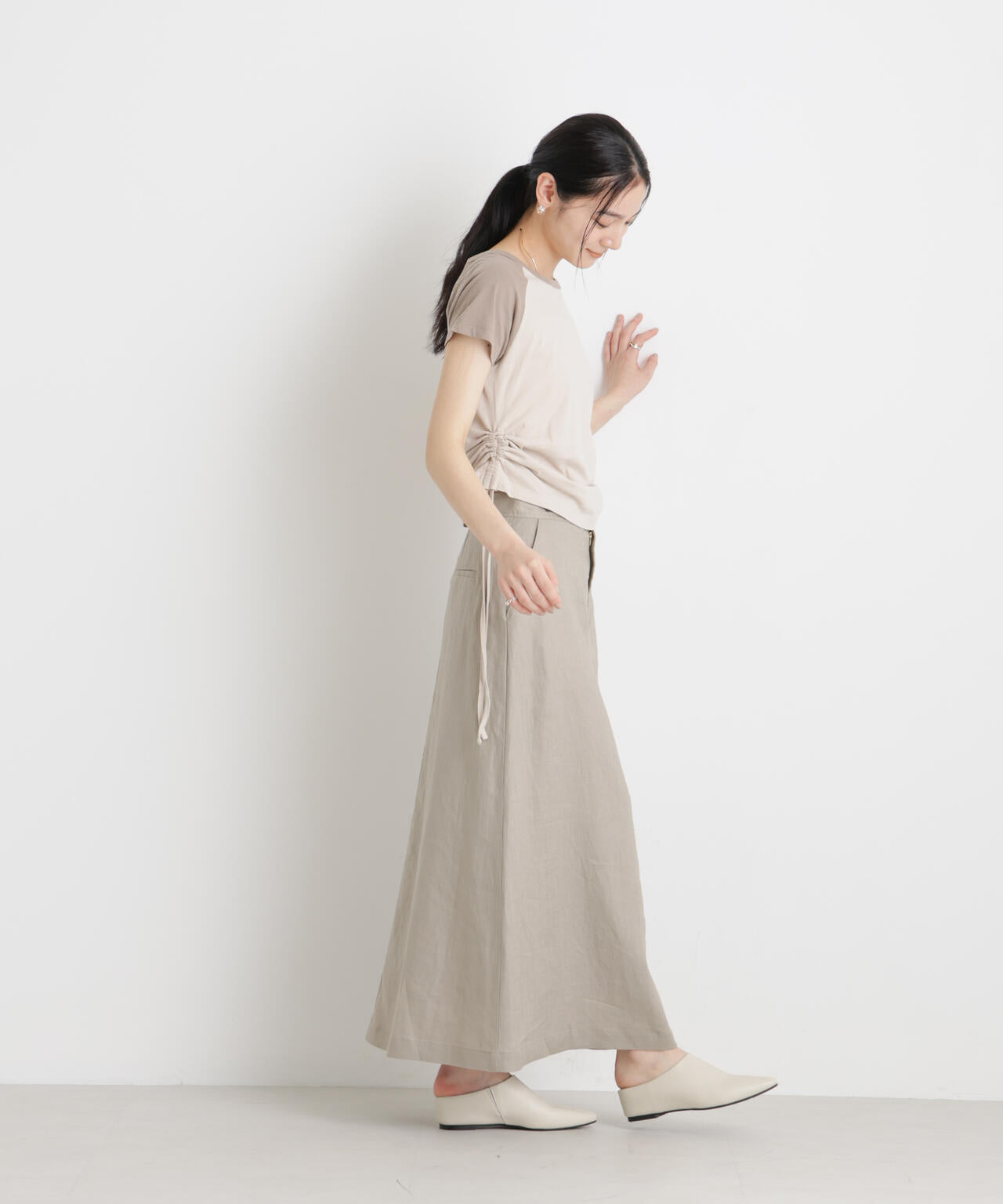 BOOKCLUB/別注 Raglan shirring shirts 6716124029