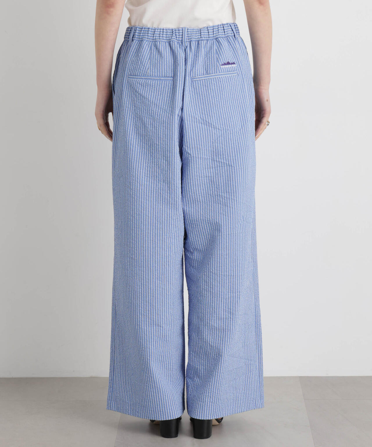 THOUSAND MILE / SEERSUCKER STRIPE WIDE PANTS ( セットアップ 可 )