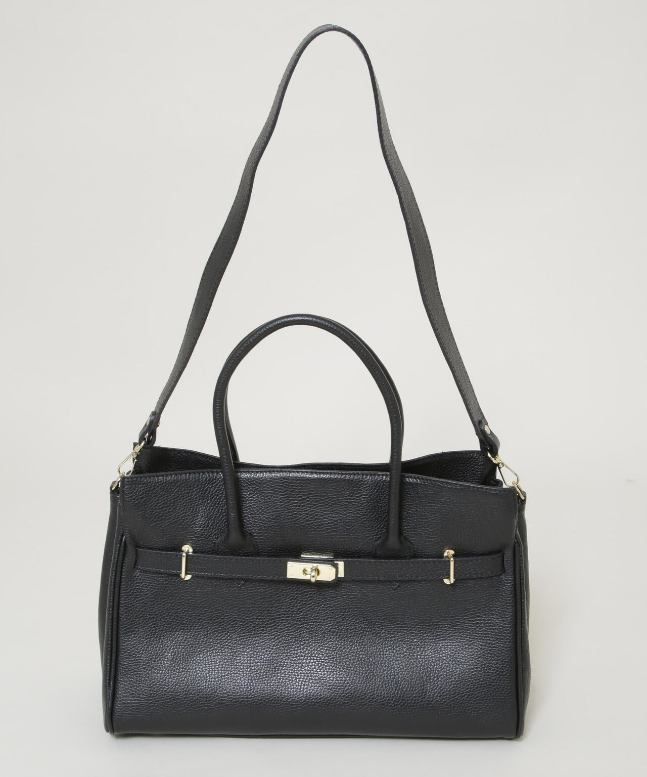 AULENTTI made in Italy黒レザー ターンロック 6715232378-