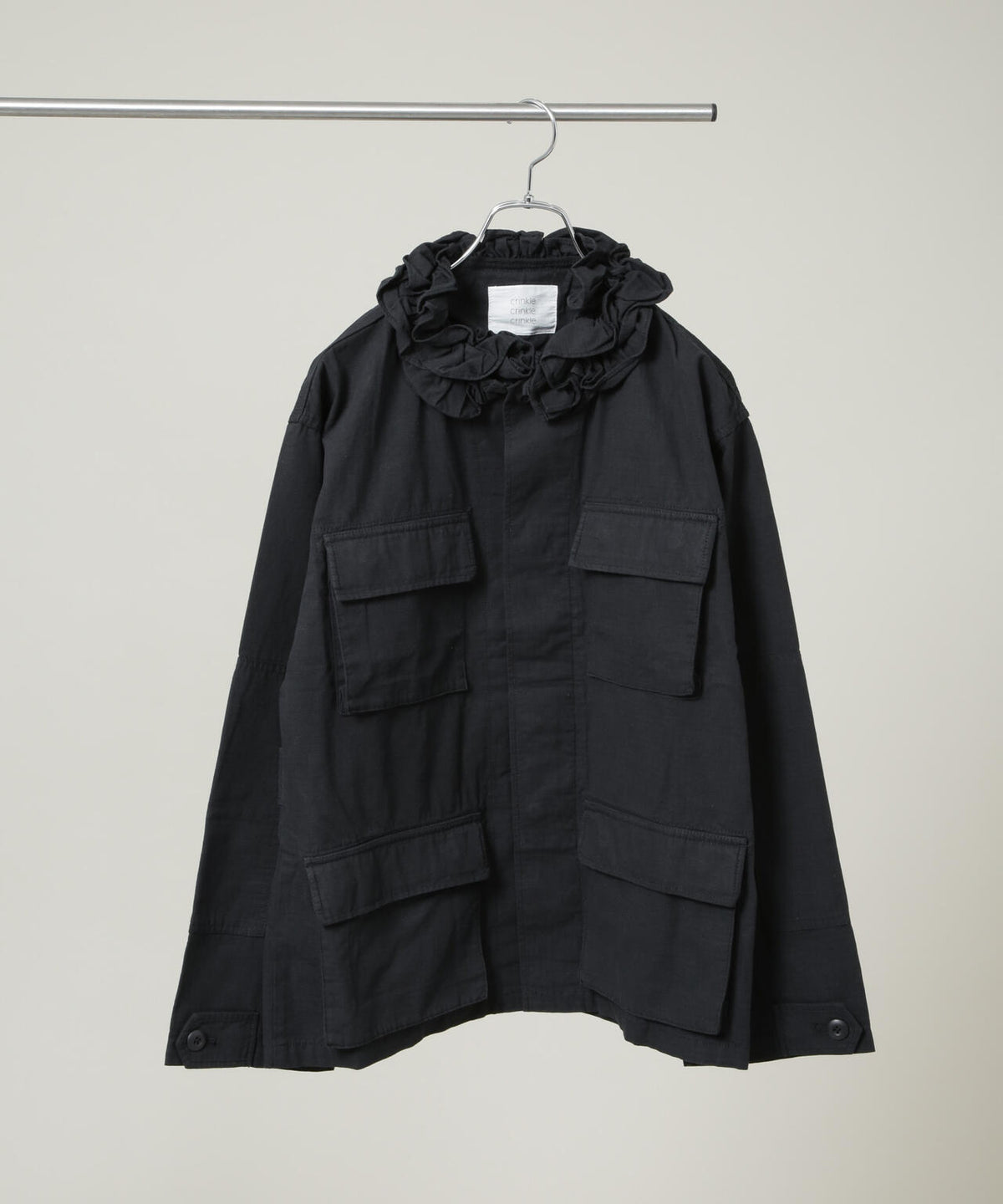 crinkle crinkle crinkle/frill collar military jacket