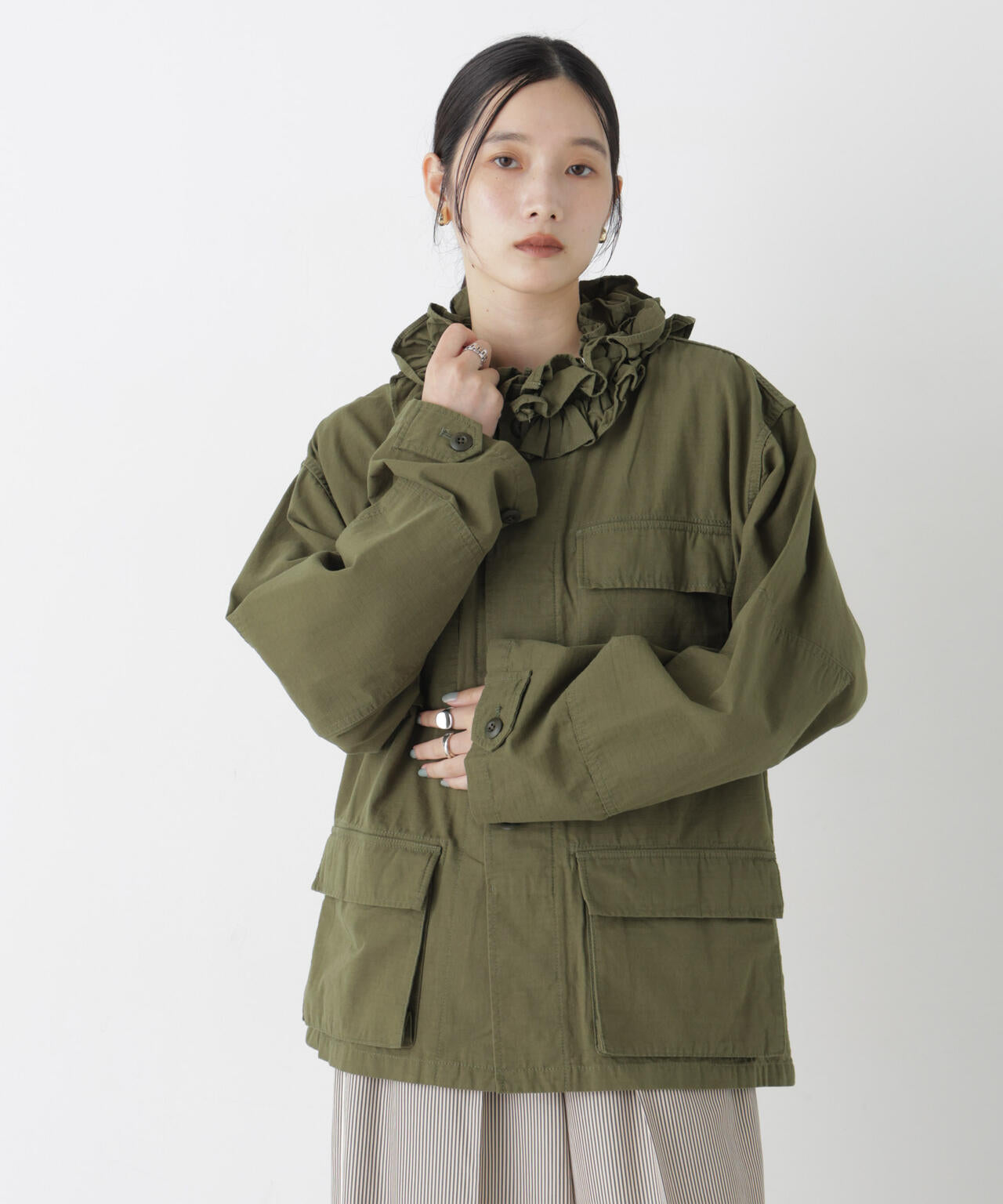 crinklecrinklecrinkle ミリタリージャケット crinkle crinkle crinkle/frill collar military jacket