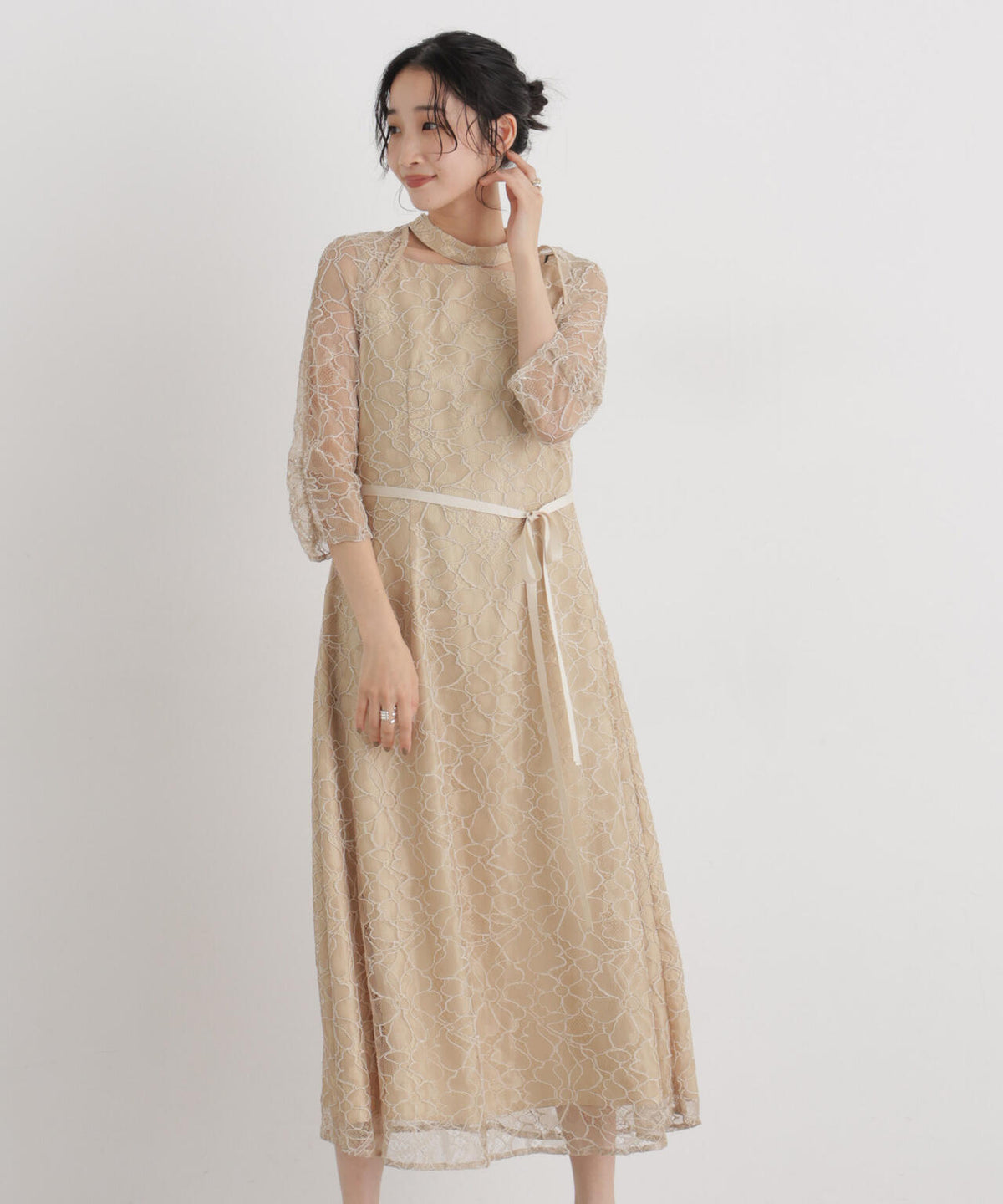 kaene/コードレースチョーカーネックドレス 6716219038