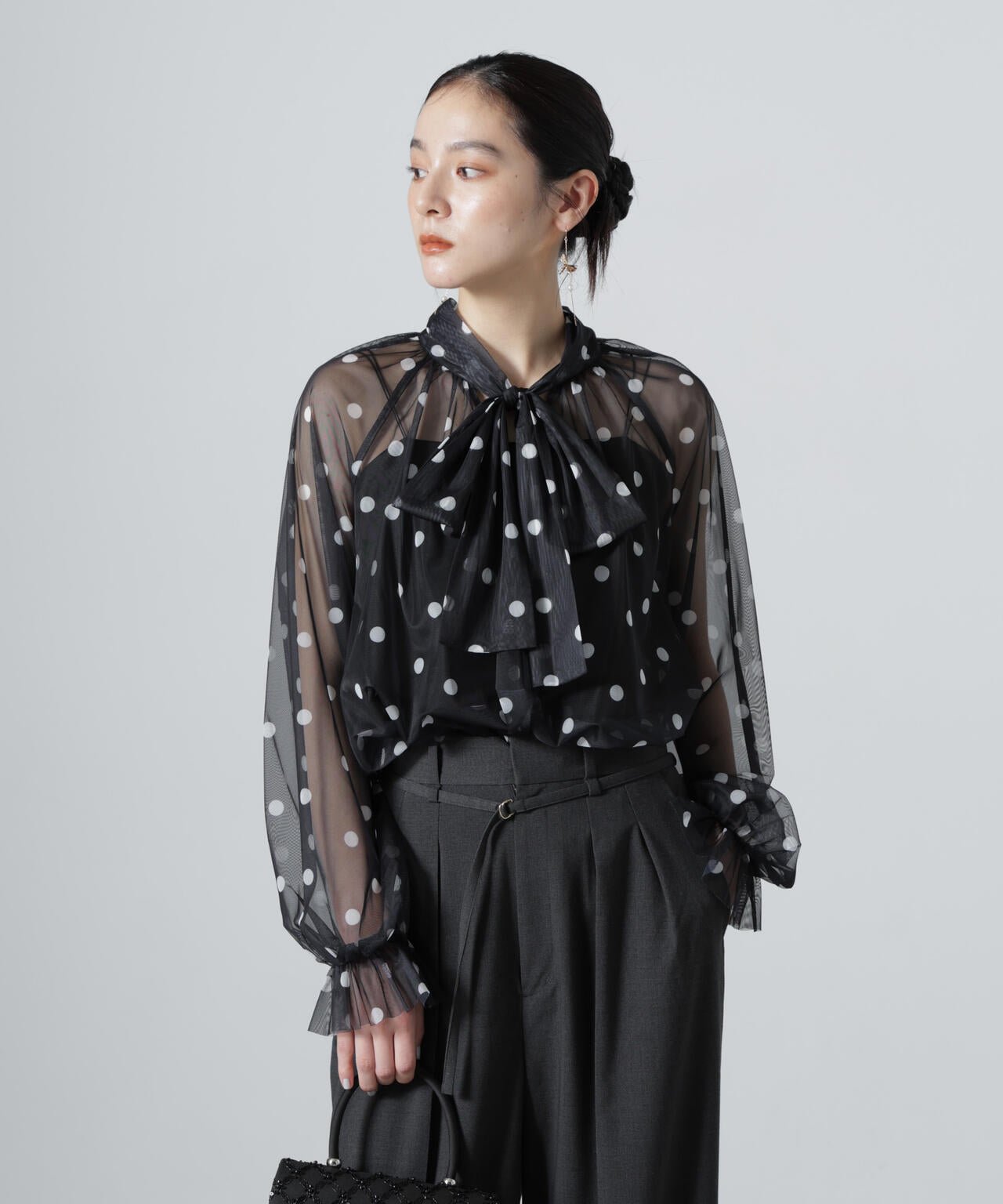 troisiemechaco/DOT×TULLE ブラウス(セットアップ可) 6716220011