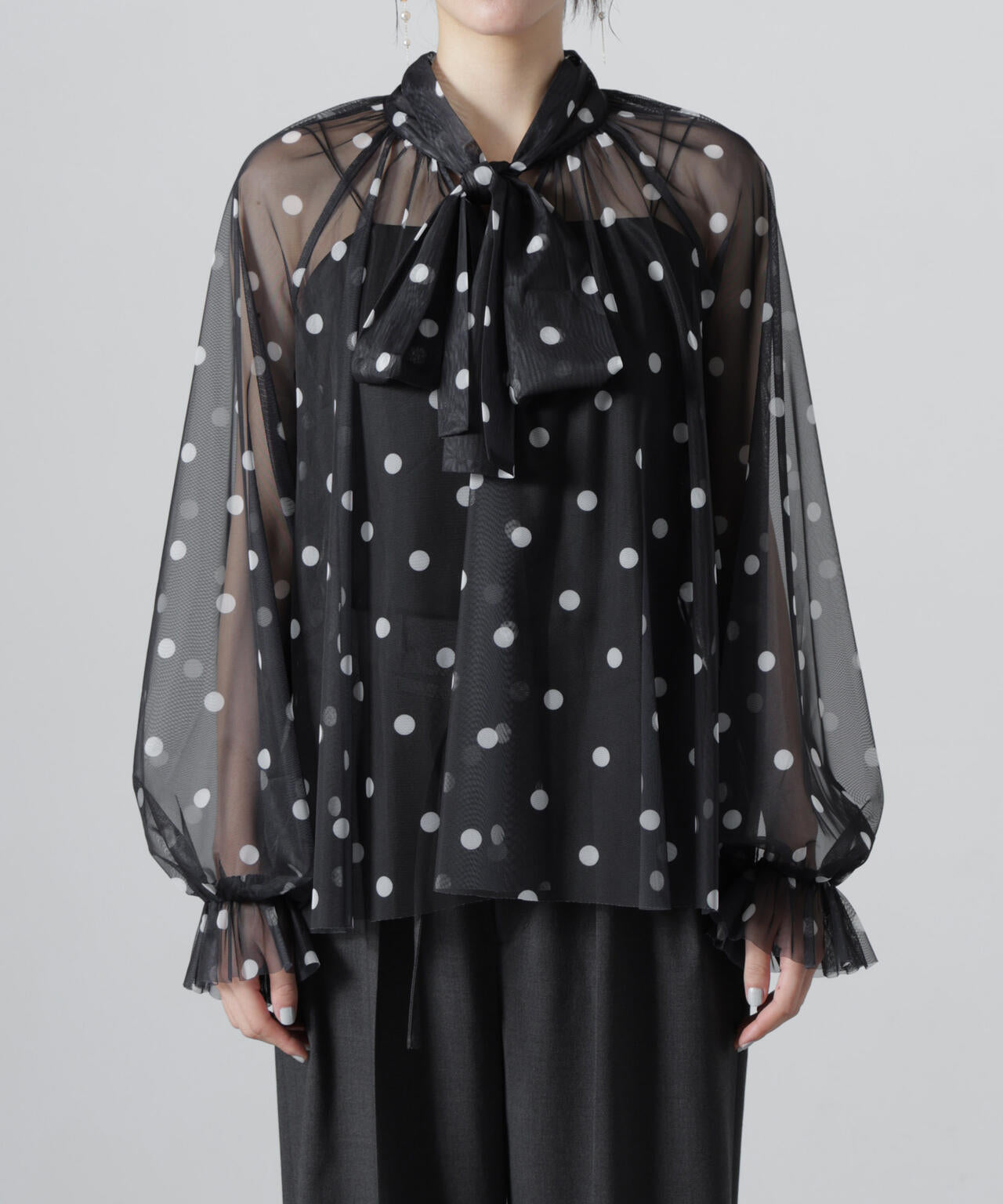 troisiemechaco/DOT×TULLE ブラウス(セットアップ可) 6716220011