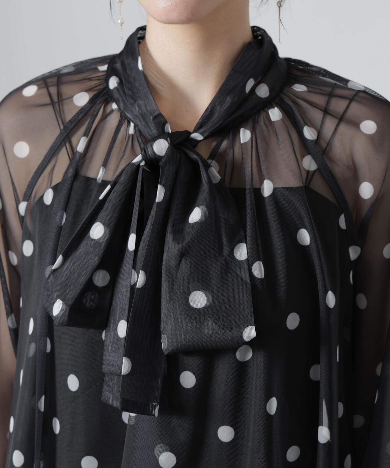 troisiemechaco/DOT×TULLE ブラウス(セットアップ可) 6716220011