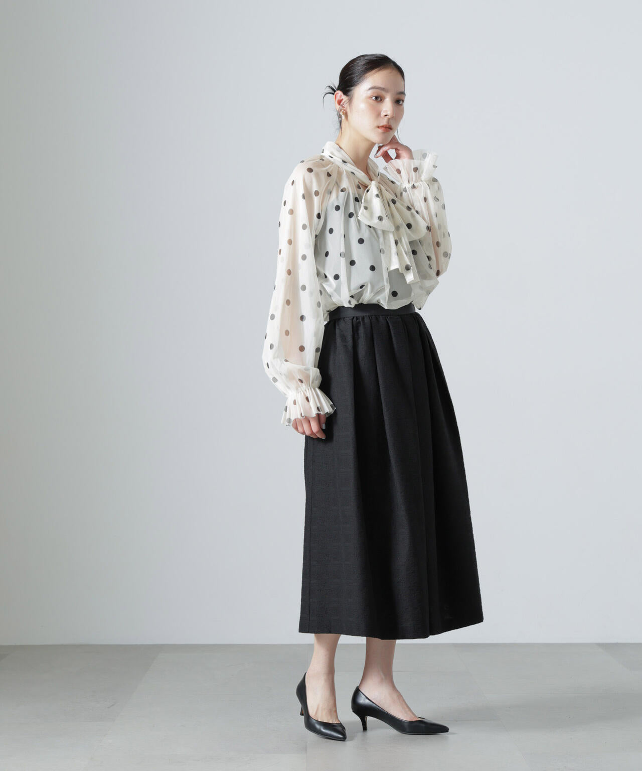 troisiemechaco/DOT×TULLE ブラウス(セットアップ可) 6716220011