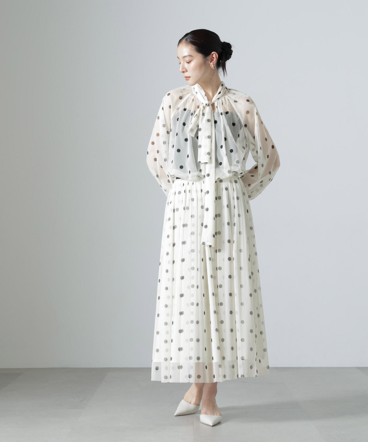 troisiemechaco/DOT×TULLE ブラウス(セットアップ可) 6716220011