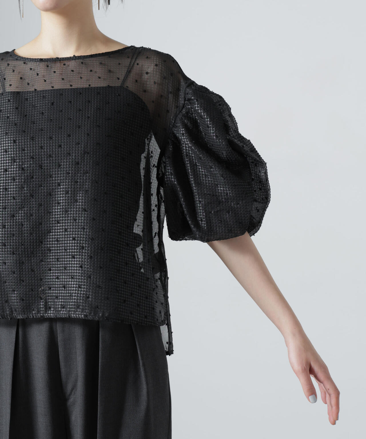 troisiemechaco/SEER PUFFY JAQUARD ブラウス 6716221002