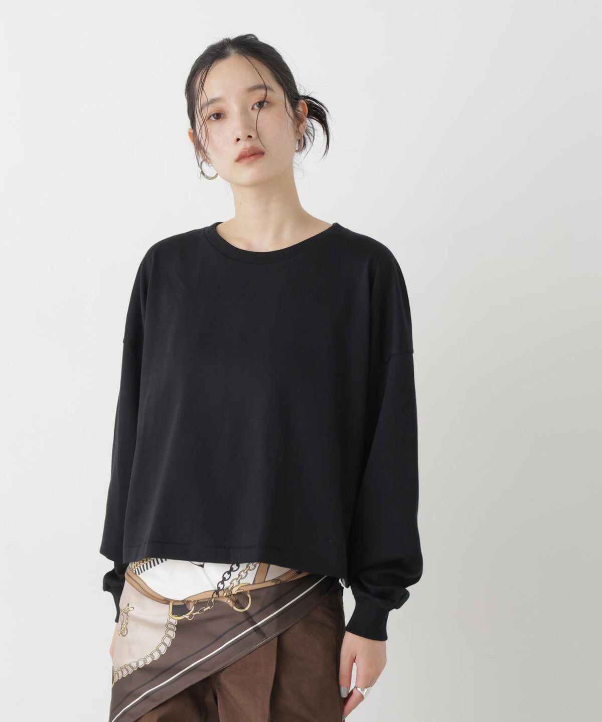 Hanes/1P KURO for HER クロップドワイドT 6716223010