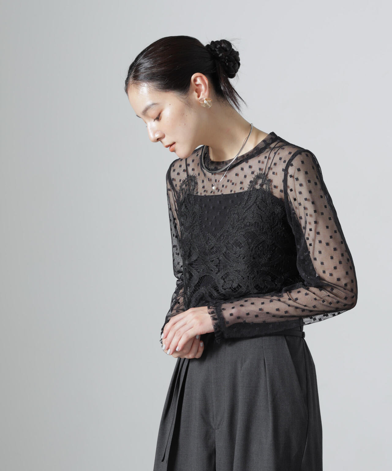 Eaphi TULLE lace shirt｜新品タグ付き troisiemechaco/DOT×TULLE LACE トップス