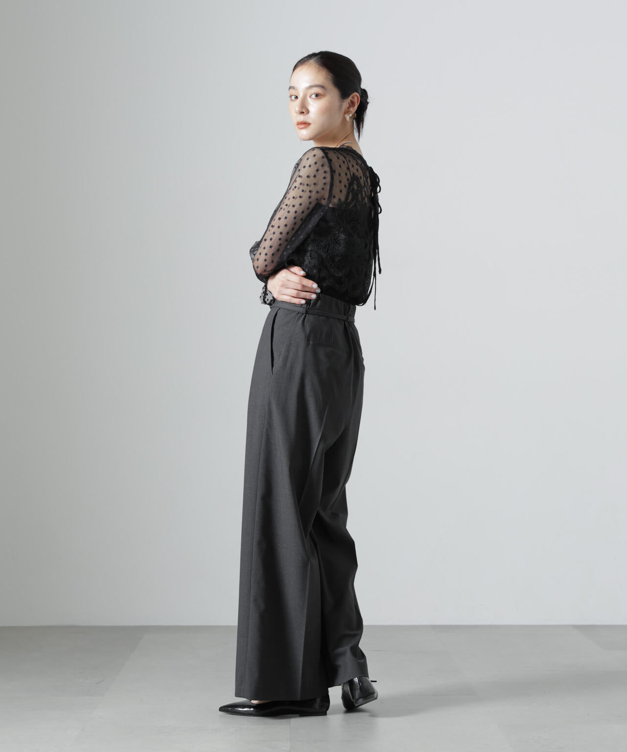 troisiemechaco/DOT×TULLE LACE トップス 6716223038