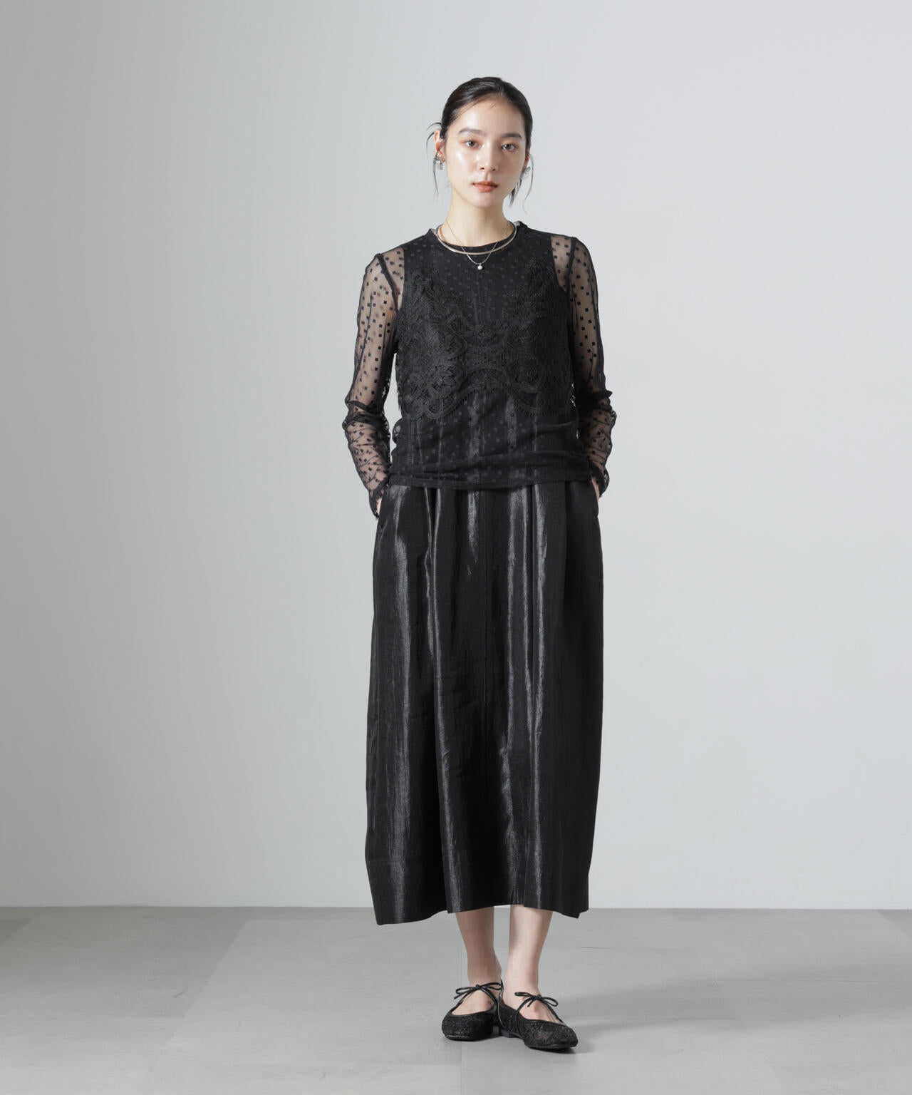 troisiemechaco/DOT×TULLE LACE トップス 6716223038
