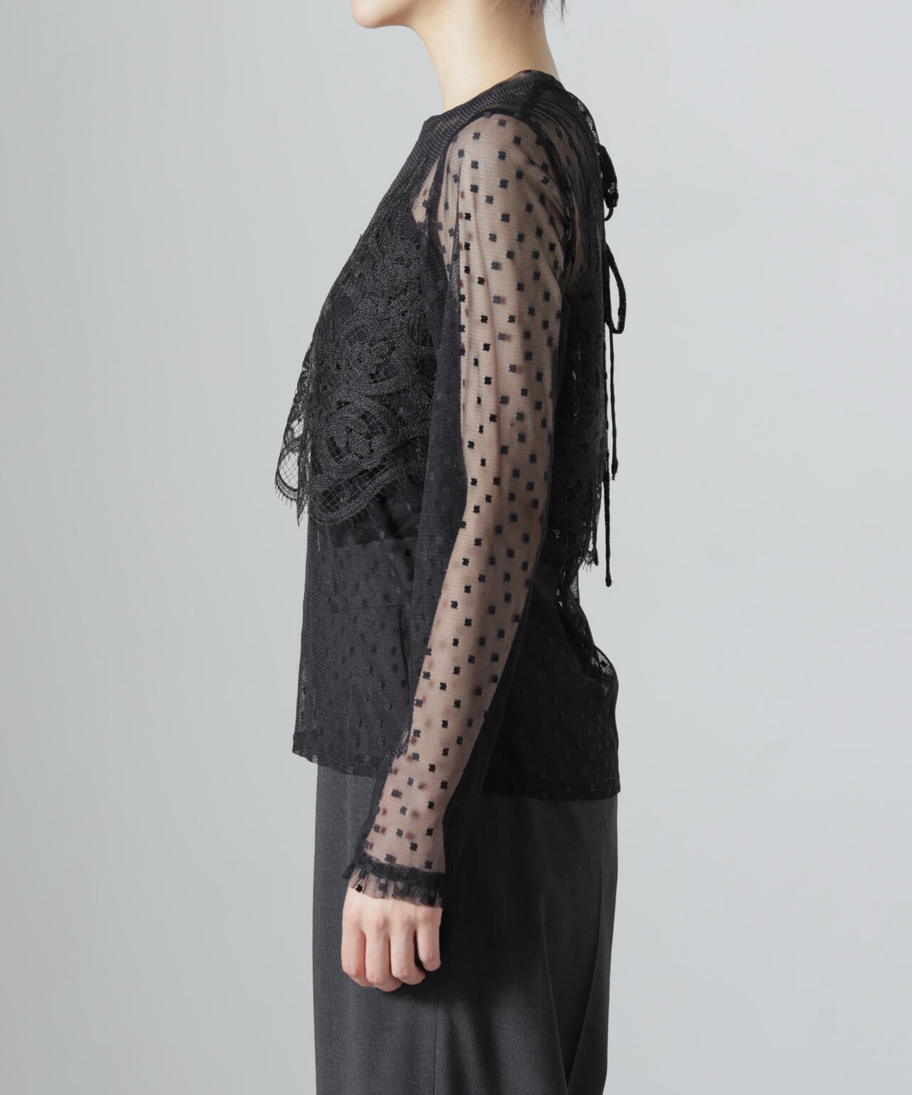 troisiemechaco/DOT×TULLE LACE トップス 6716223038