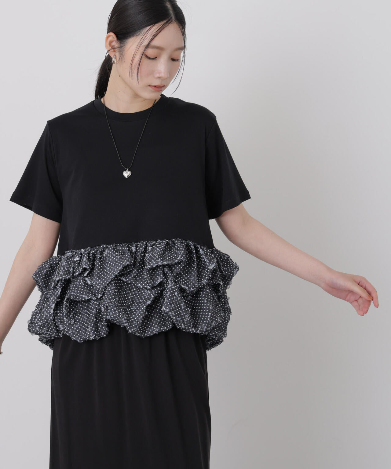 troisiemechaco/DOT TULLE LACE×JERSEY トップス 6716224007