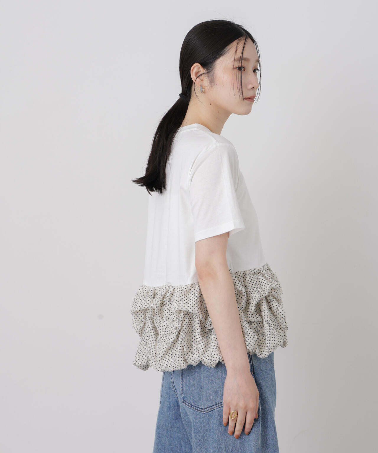 troisiemechaco/DOT TULLE LACE×JERSEY トップス 6716224007