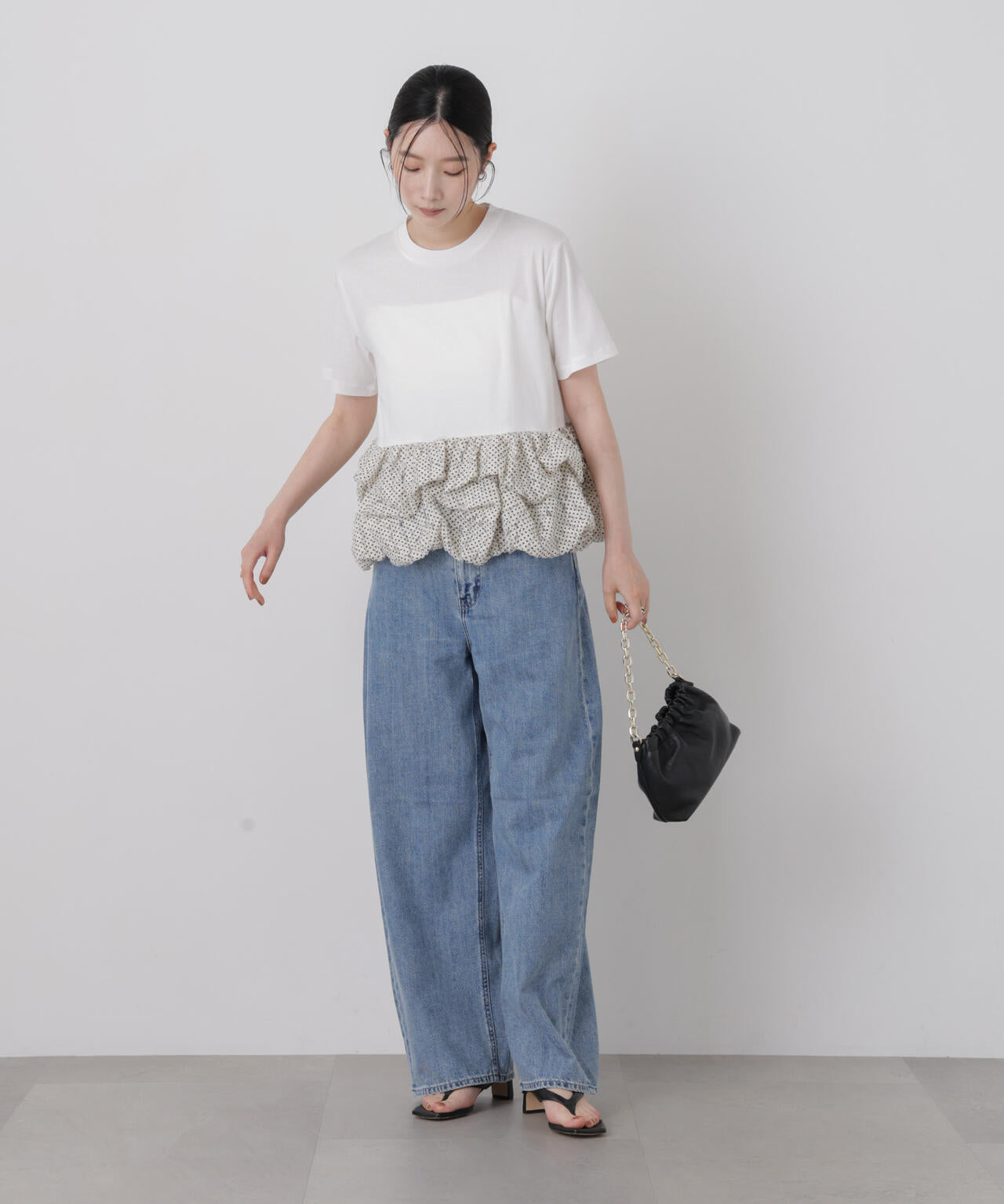 troisiemechaco/DOT TULLE LACE×JERSEY トップス 6716224007