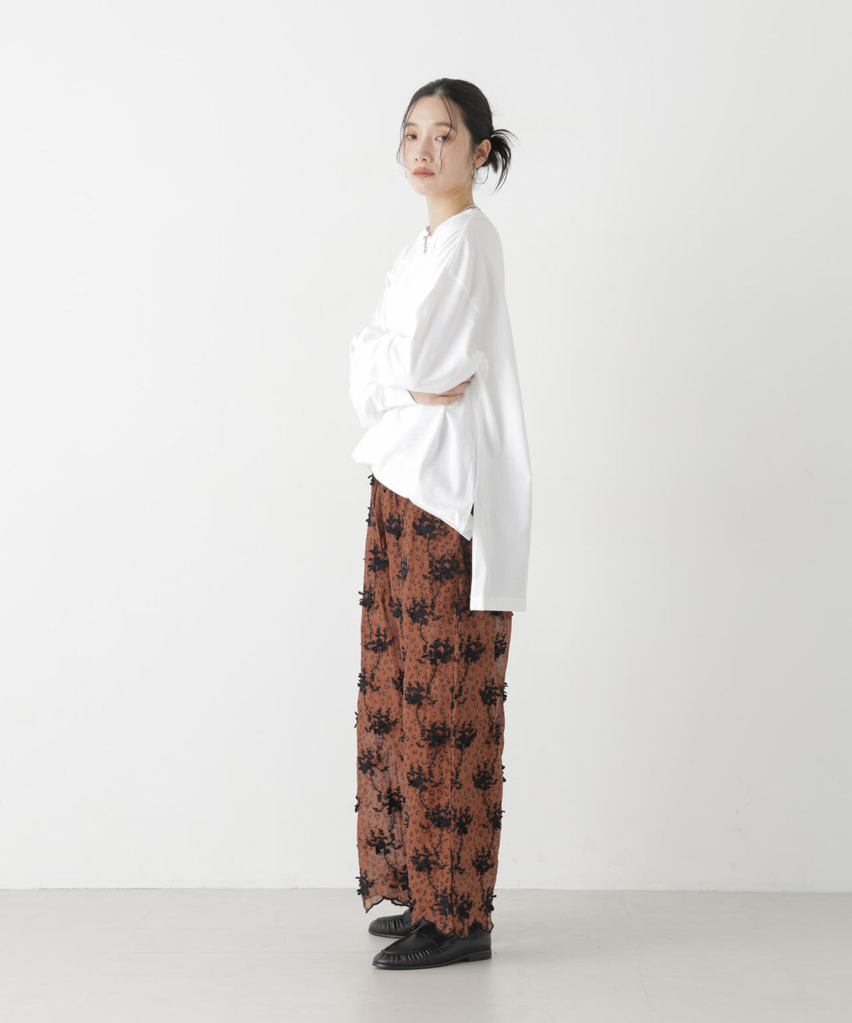 crinkle crinkle crinkle/3D embroidery leopard pants(セットアップ可) 6716227006