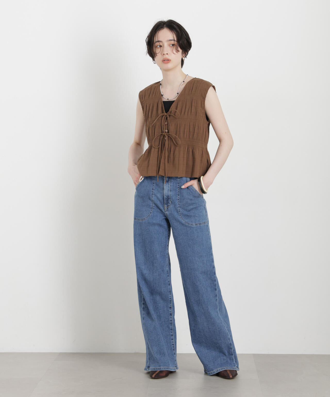しらたま星人【SINSS】1回のみ着用/Wide long trench SOMETHING/LISA LACE UP WIDE