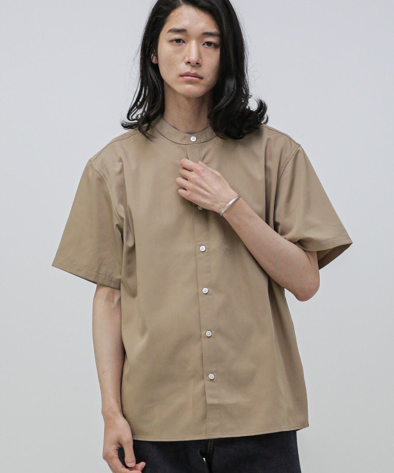 STONE  半袖シャツ LB.04/スタンダードワイドバンドカラーシャツ 半袖