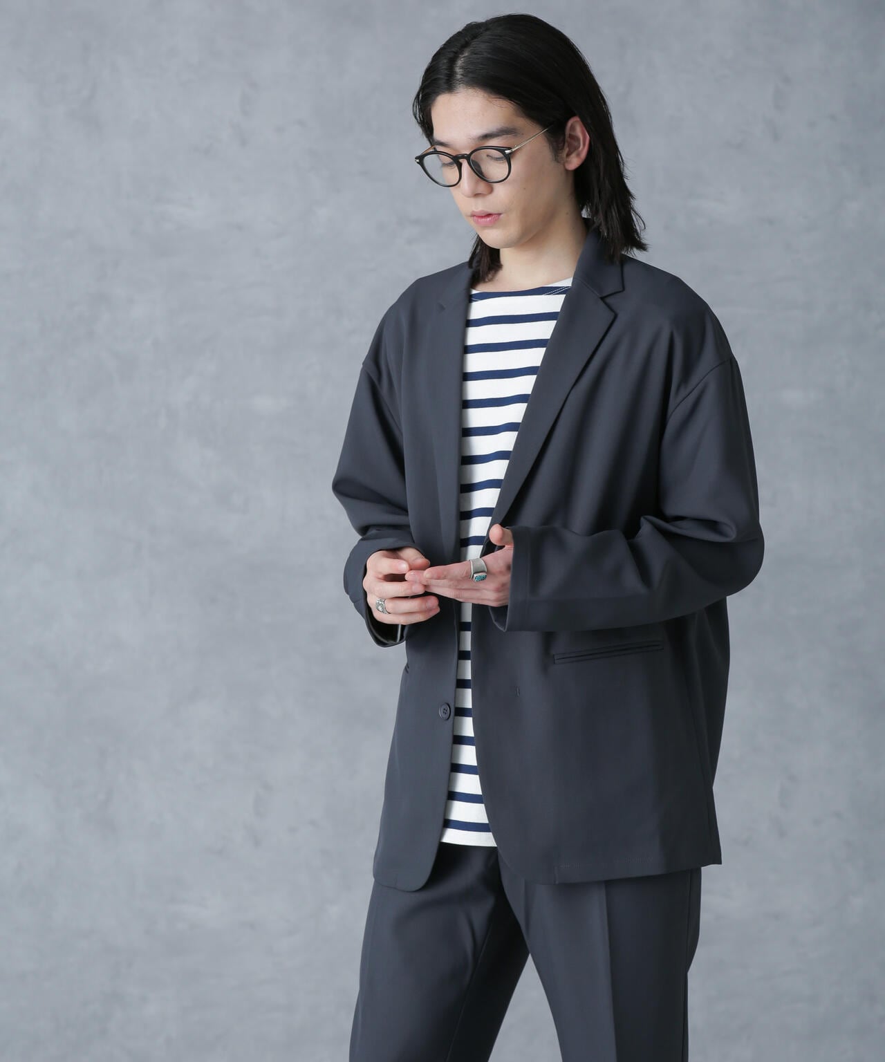 ストレッチツイルワイドジャケット(セットアップ可) 6724116204