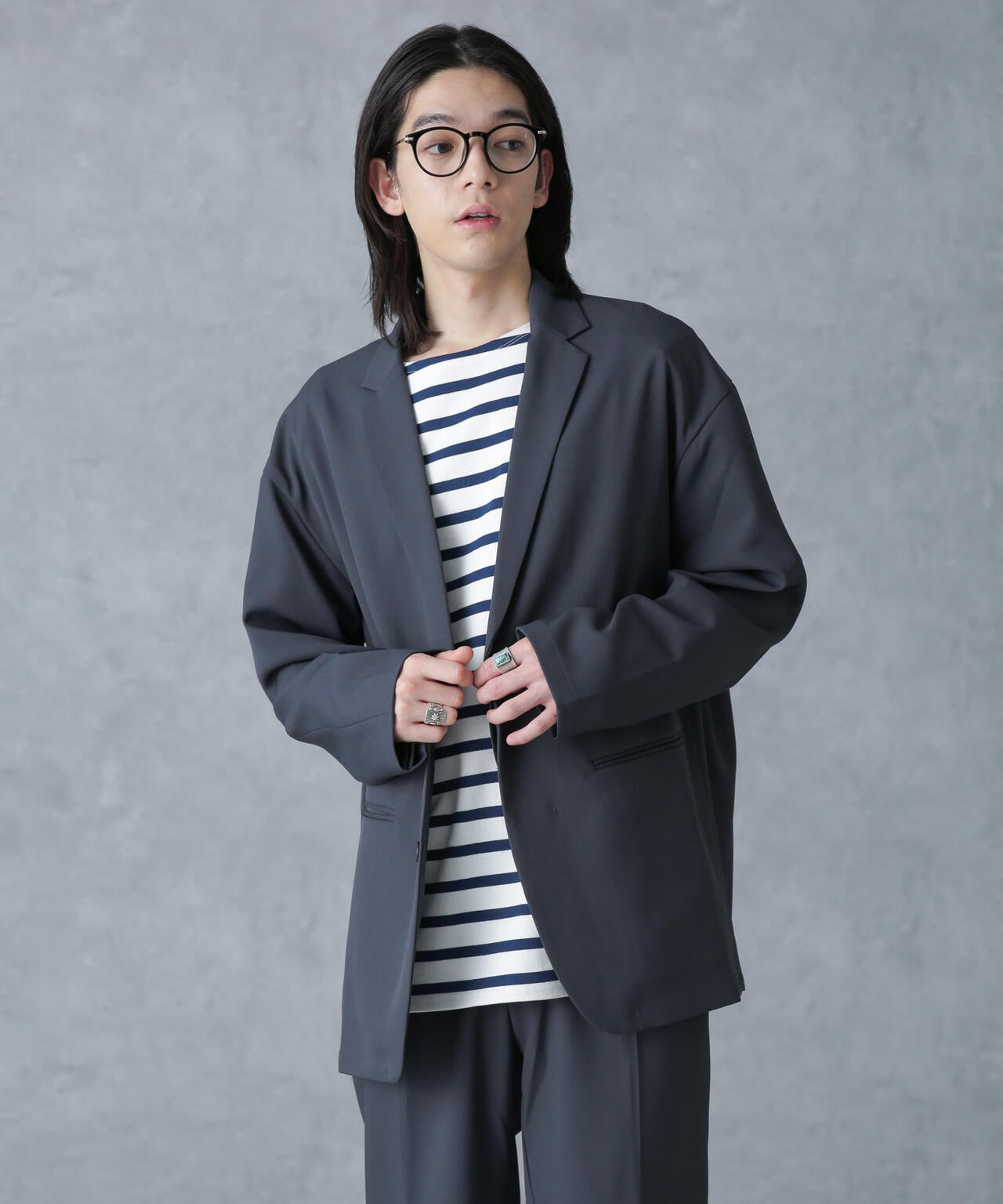 ストレッチツイルワイドジャケット(セットアップ可) 6724116204