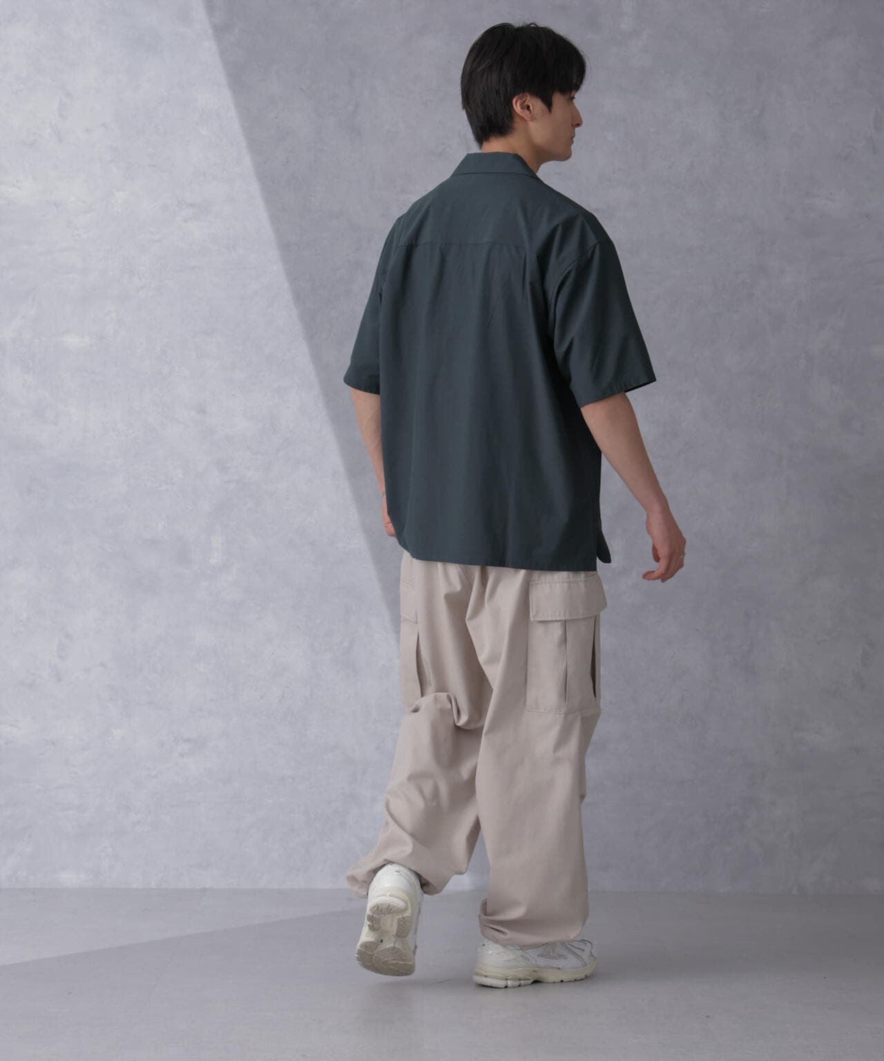 ストレッチ ワイド オープンカラー シャツ 半袖(セットアップ可)