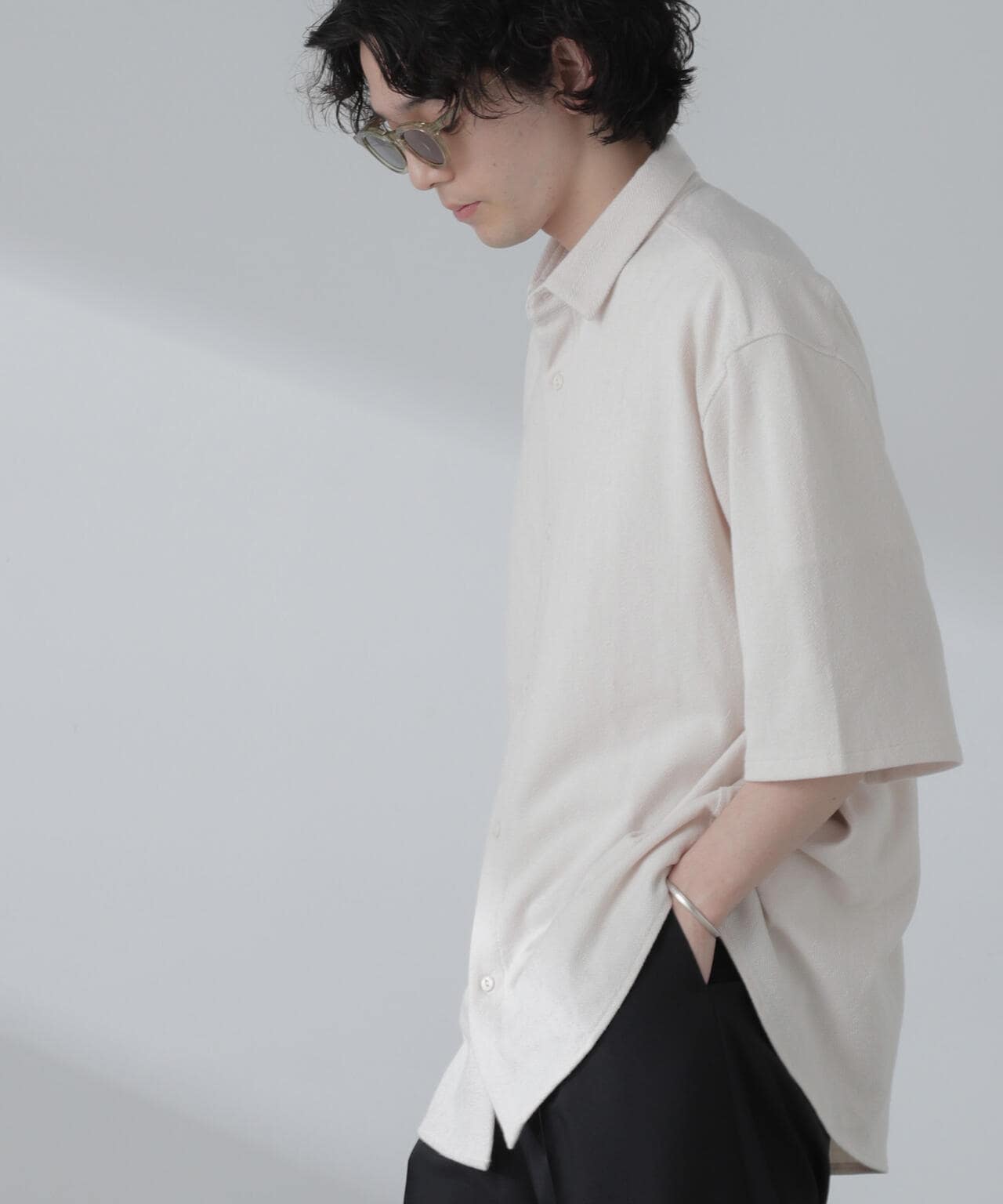 ヘリンボーン起毛シャツ 半袖(セットアップ可) 6724121204