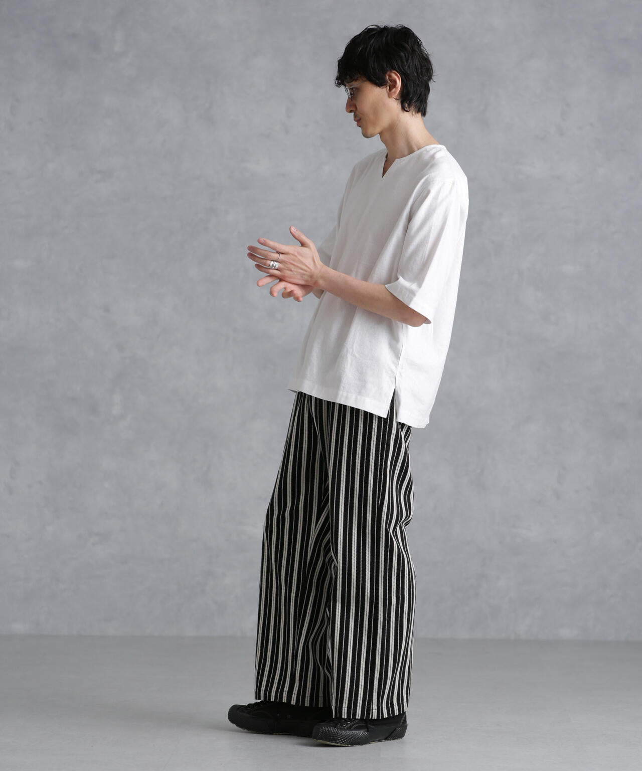 フレンチリネンプルオーバーシャツ 半袖 6724121207